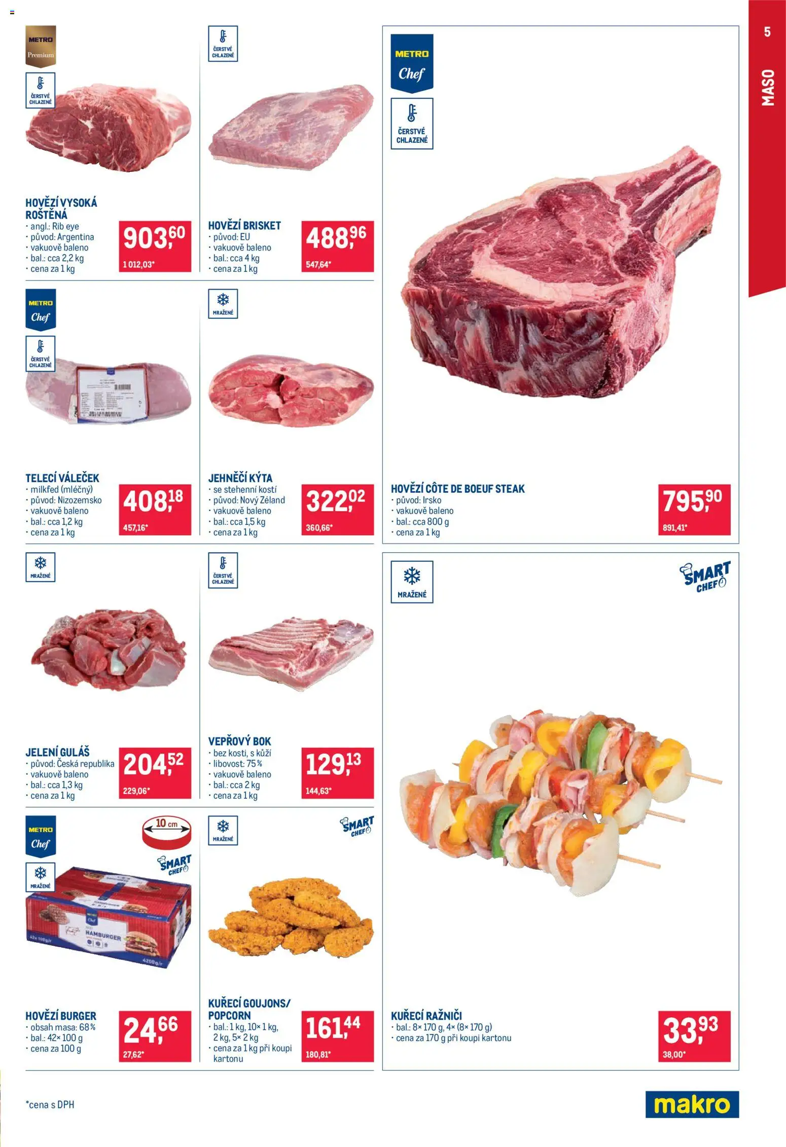 Makro leták - Gastronomie distribuce od 11.08.2026 | Strana: 5 | Produkty: Vepřový bok, Steak, Maso, Guláš