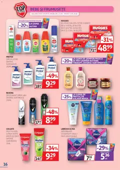 Ofertele Auchan valabile de la 22.04.2026 | Pagină: 16 | Produse: Protecție solară, Săpun, Pastă de dinți, Absorbante