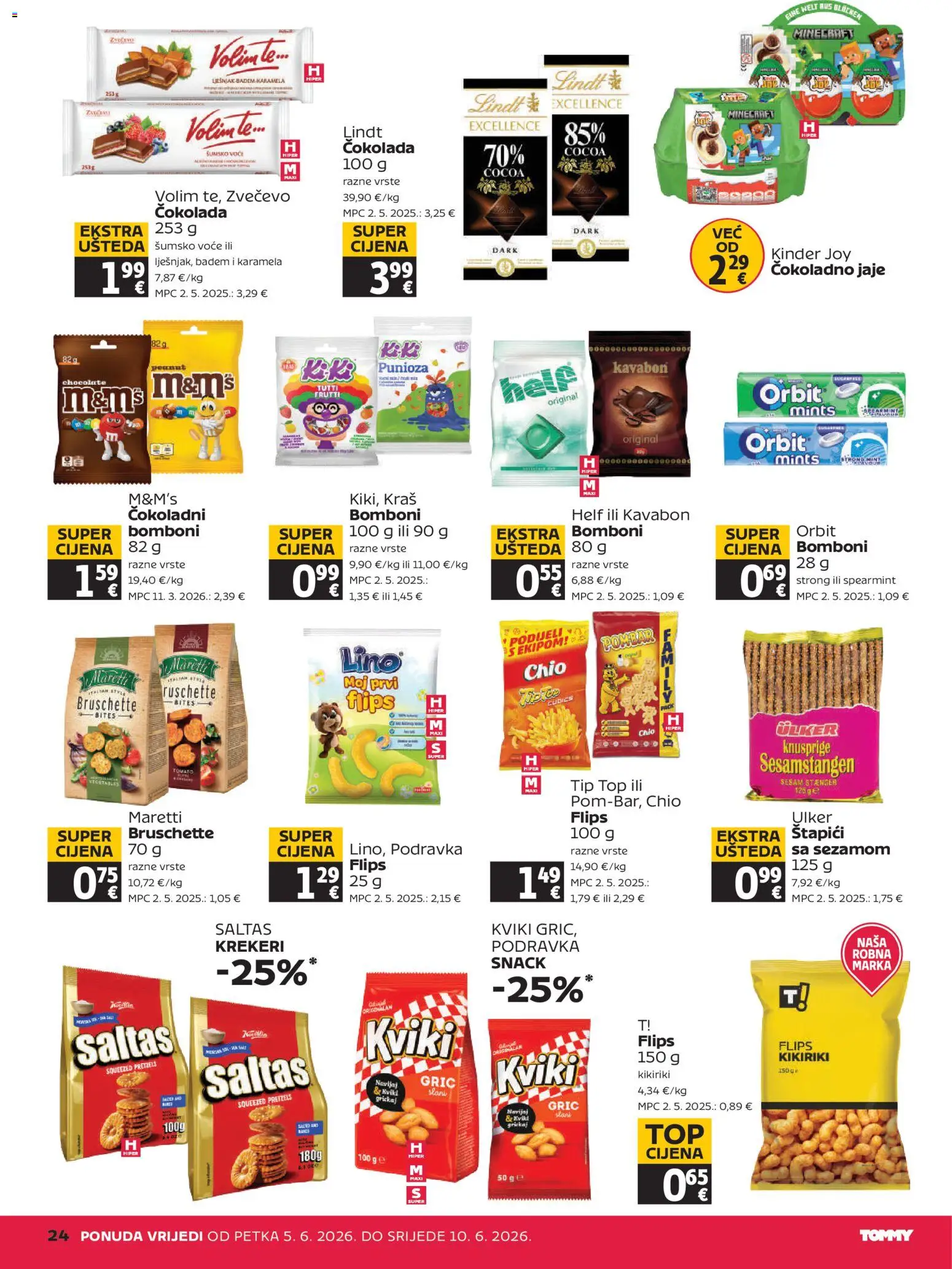 Tommy katalog | vrijedi od 05.06.2026 | Stranica: 24 | Proizvodi: Flips, Čokolada, Podravka, Badem