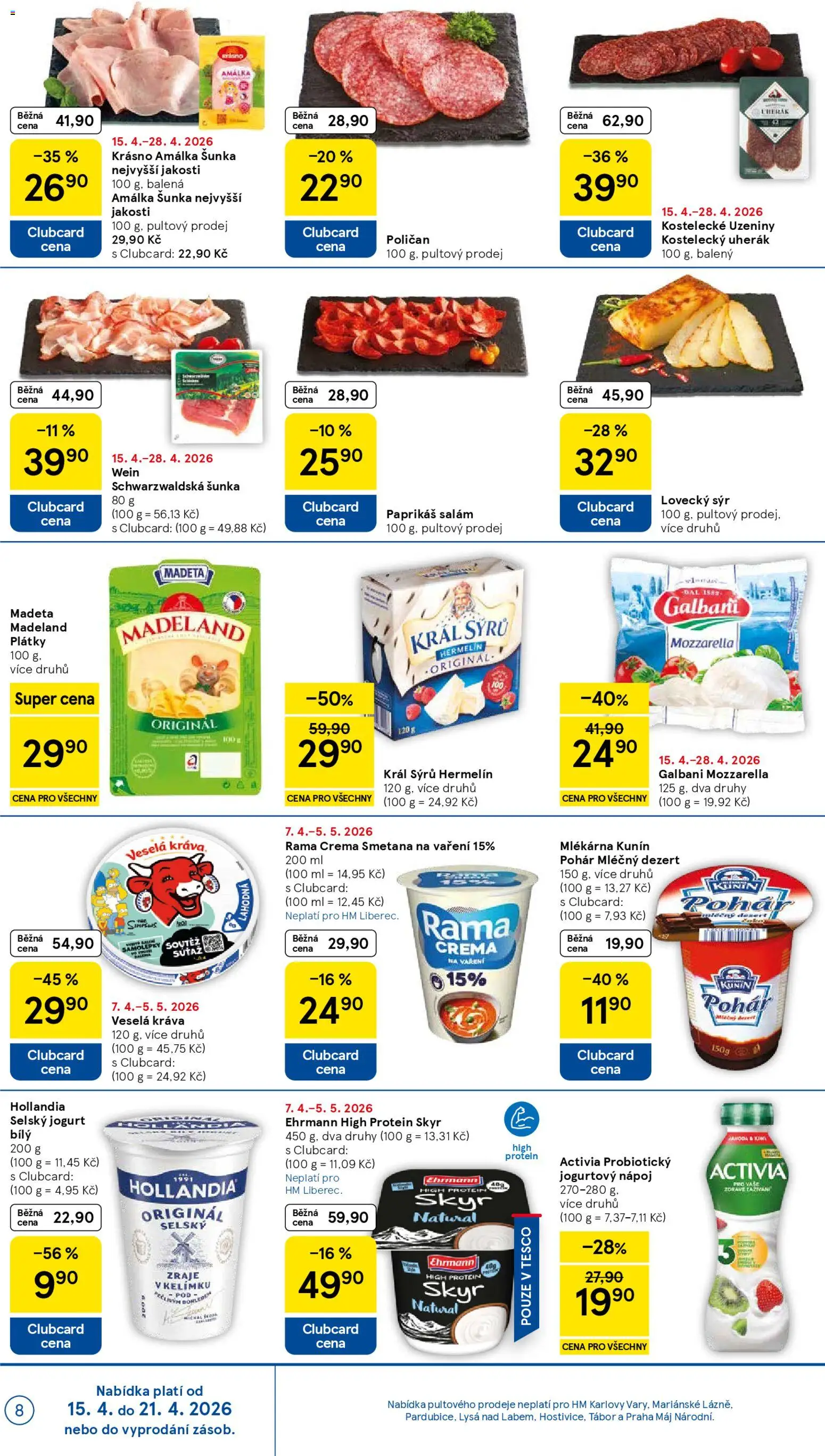 Tesco leták - Hypermarket od 15.04.2026 | Strana: 8 | Produkty: Jogurt, Šunka, Rama, Jogurtový nápoj
