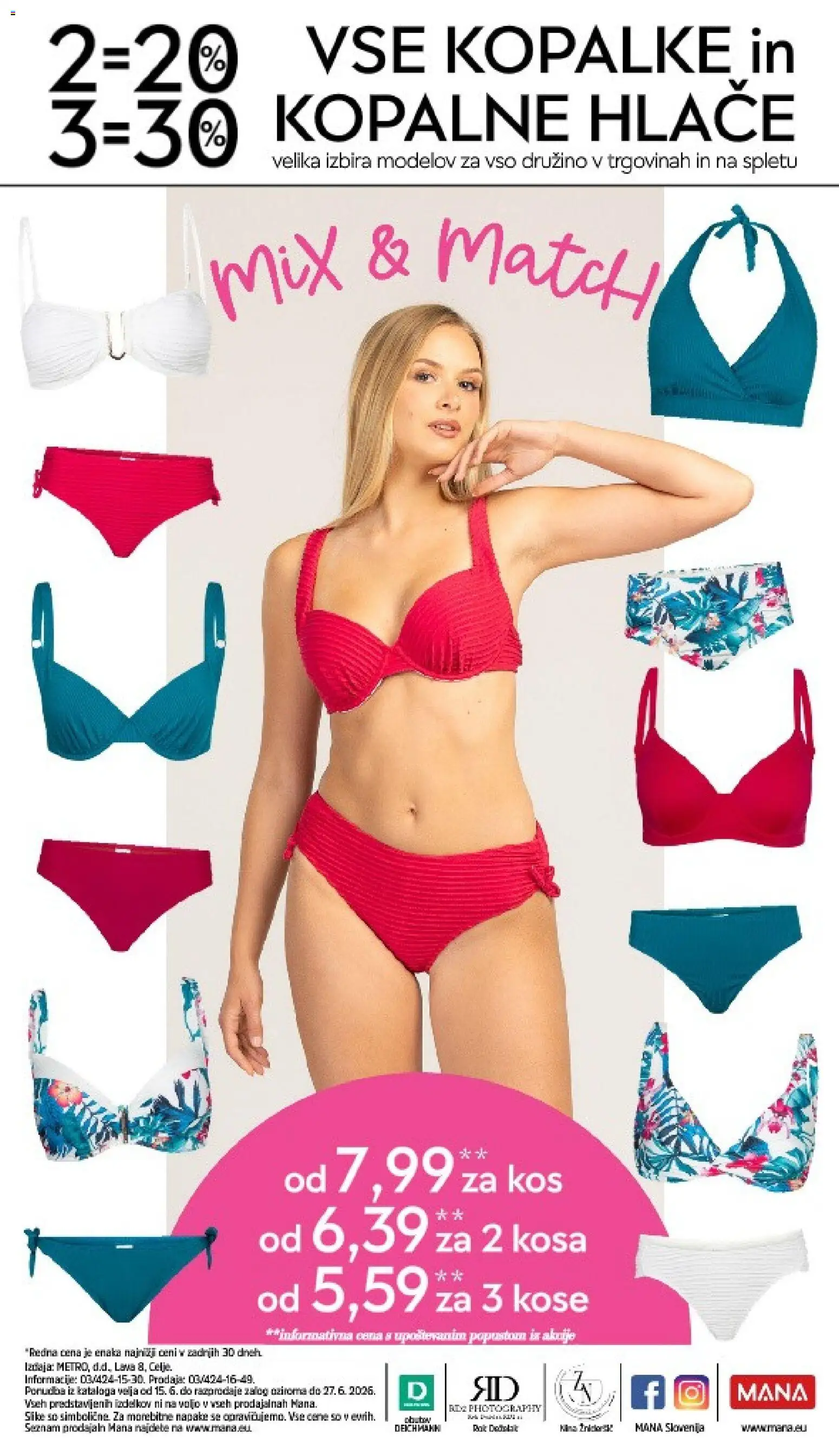 Novi Mana katalog ponudbe – veljaven od 15.06.2026 | Stran: 8 | Izdelki: Kos, Hlace, Kopalke