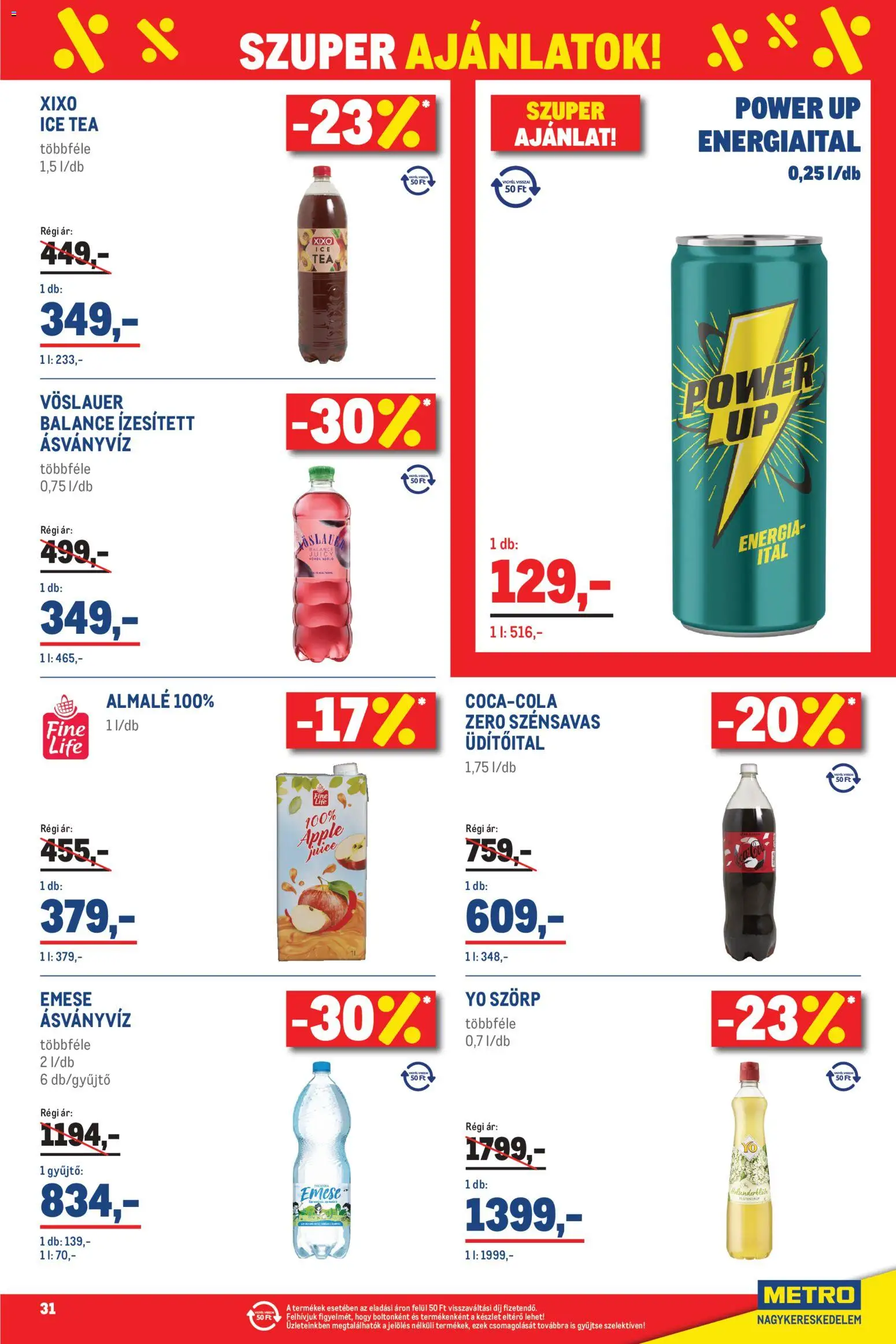 Metro akciós ujság - amely érvényes a következő dátumtól: 2026.09.01. | Oldal: 31 | Termékek: Szörp, Ice tea, Almalé, Só