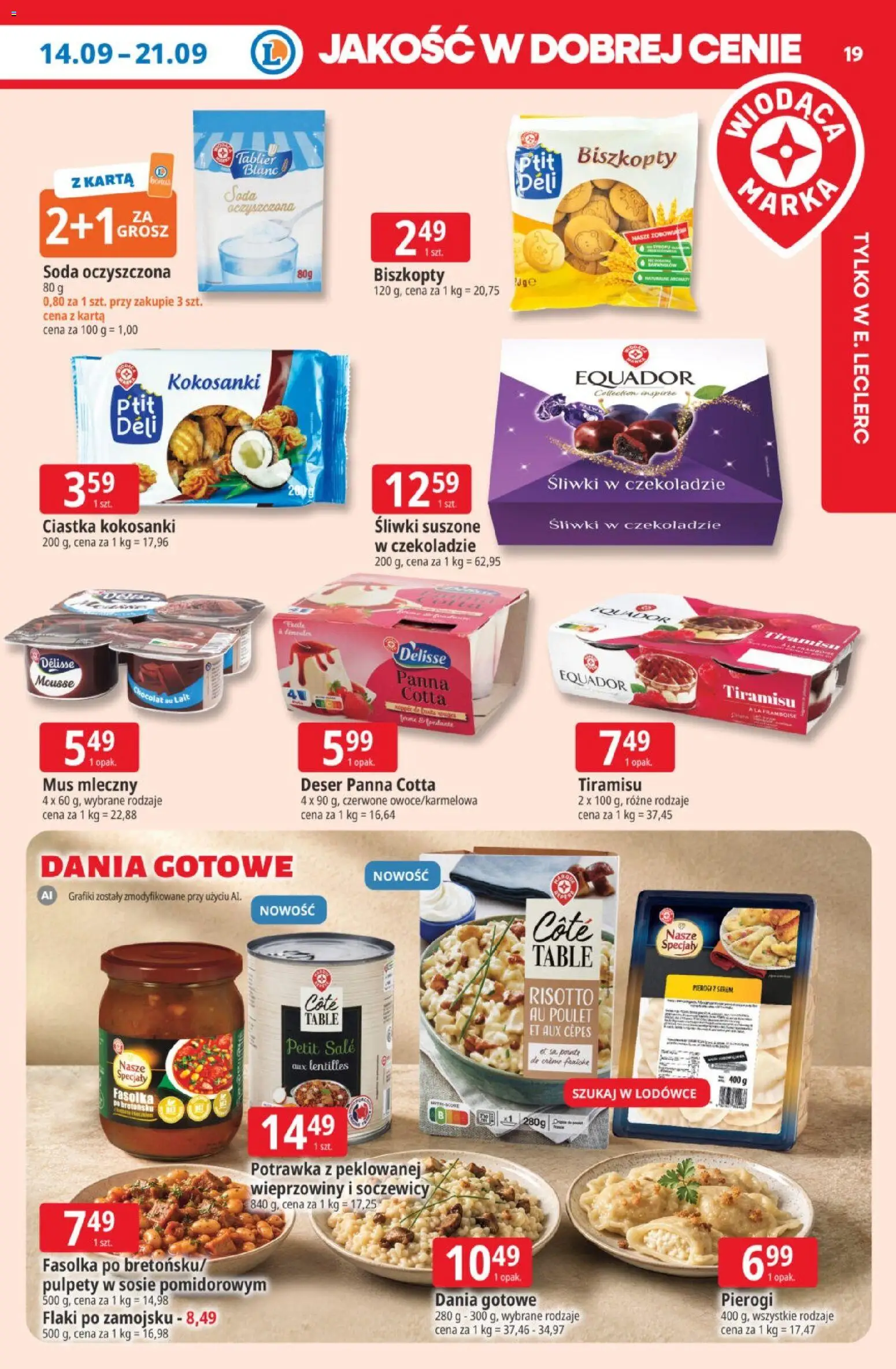 E.Leclerc gazetka od 14.09.2026 | Strona: 19 | Produkty: Specjały, Deser, Suszone śliwki, Ciastka