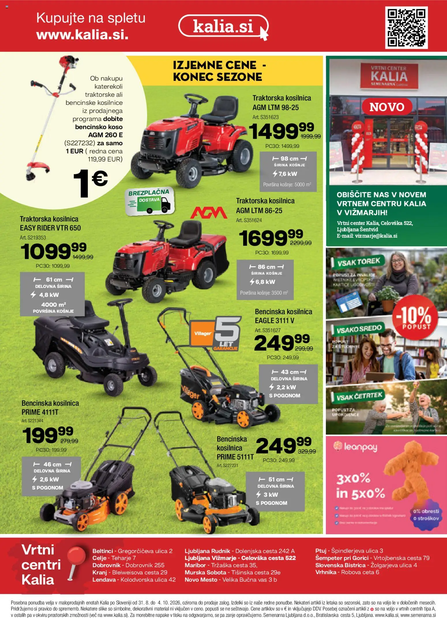 Novi Kalia katalog ponudbe – veljaven od 31.08.2026 | Stran: 12 | Izdelki: Kosilnica