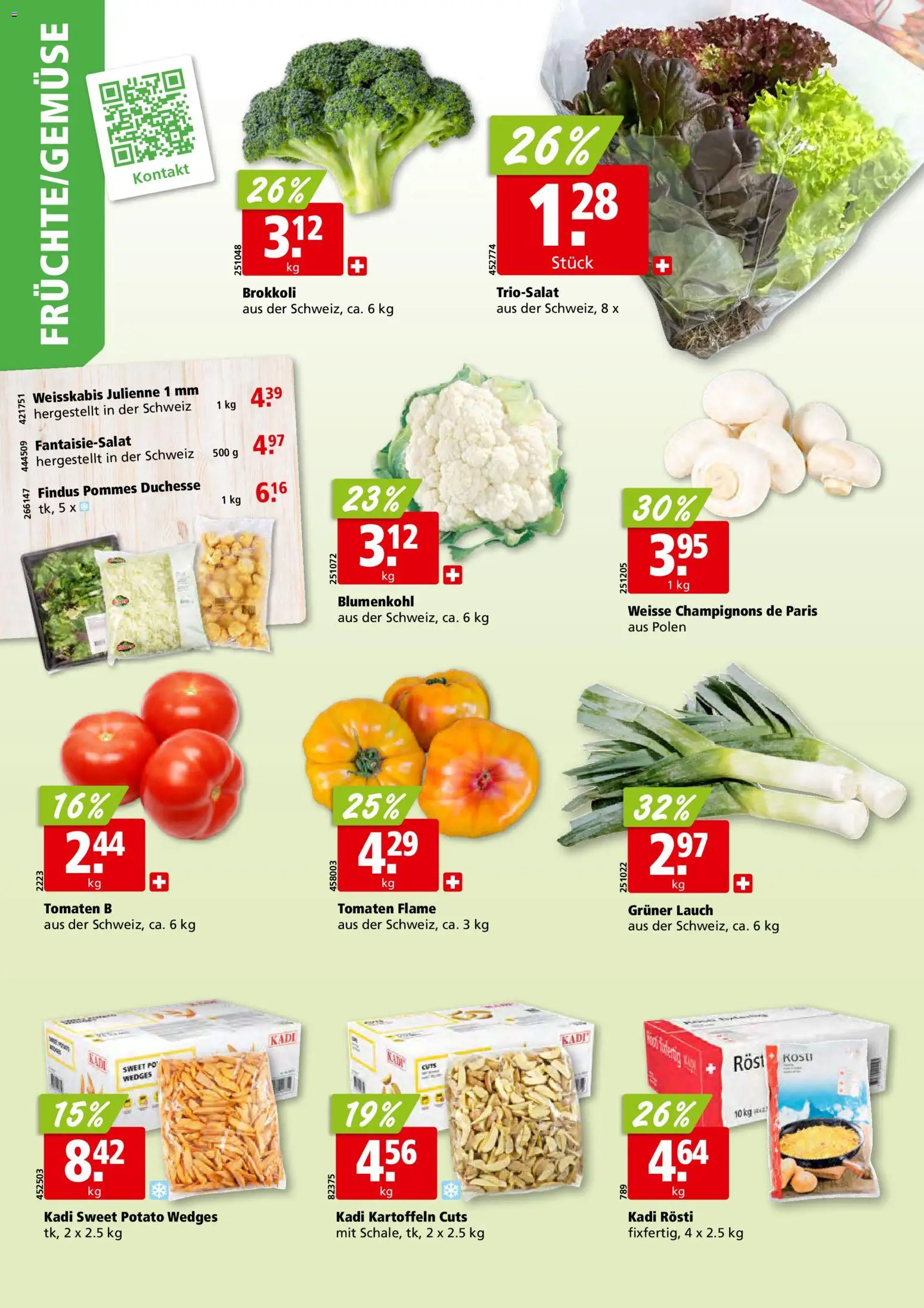 Aligro aktionen Schlieren, Gossau SG, Frauenfeld, Rapperswil-Jona, Sargans, Bern – gültig ab 02.11.2026 | Seite: 2 | Produkte: Champignons, Tomaten, Blumenkohl, Kartoffeln