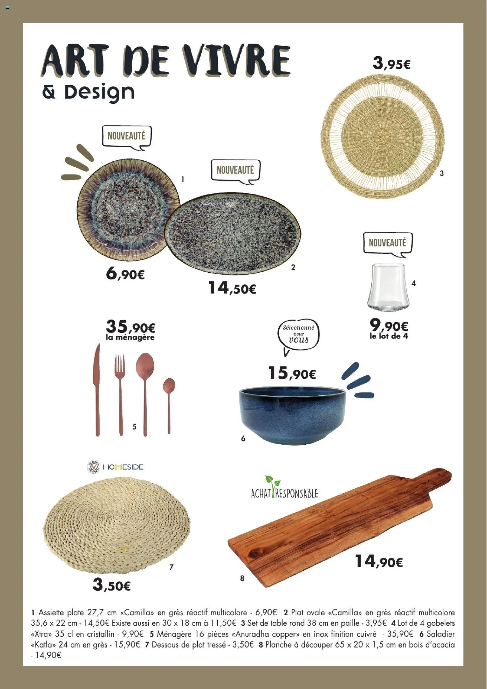 {H1} | Page: 6 | Produits: Planche à découper, Table, Assiette