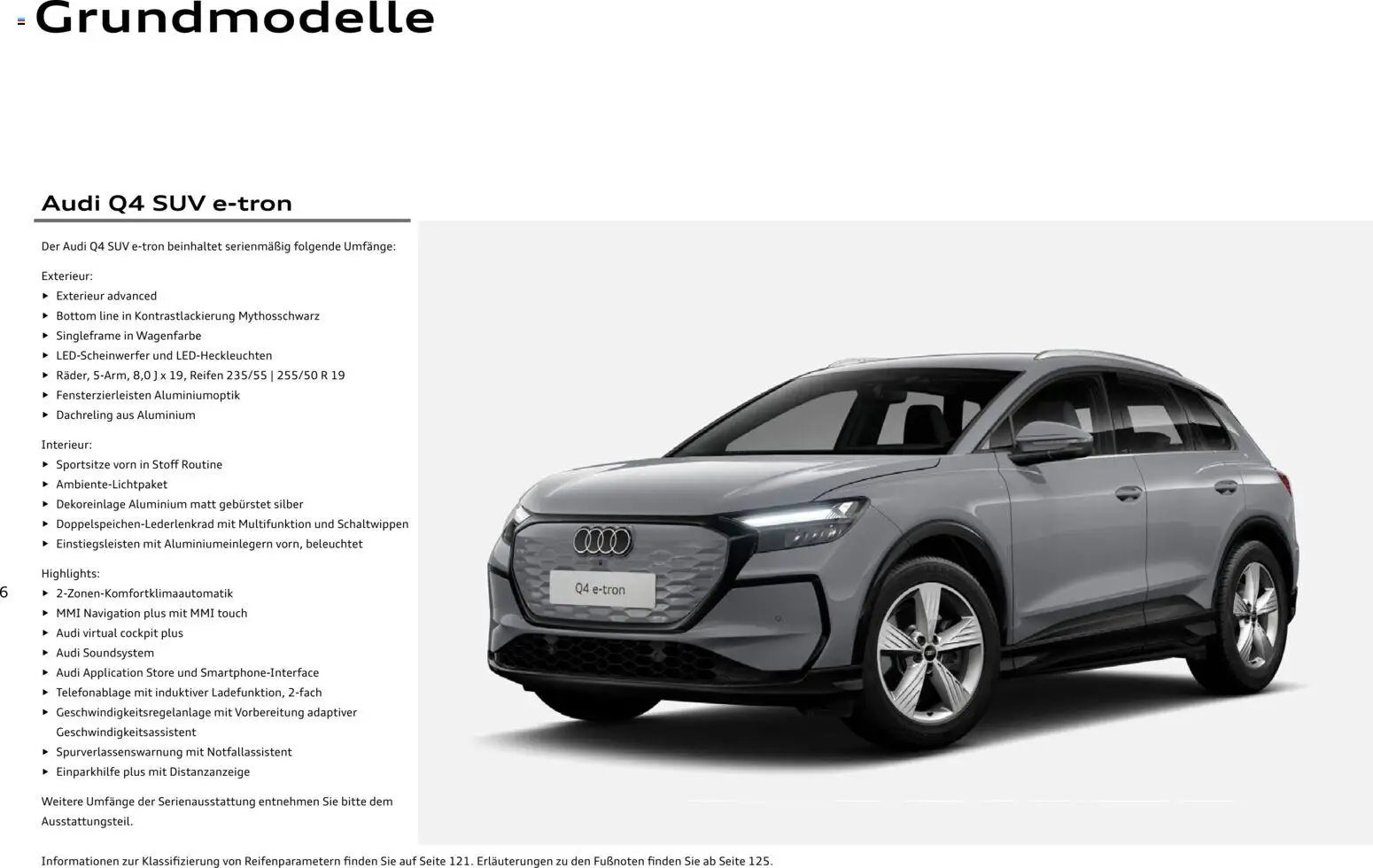 Audi Q4 e-tron / Q4 Sportback e-tron – gültig ab 03.09.2026 | Seite: 6 | Produkte: Navigation, Soundsystem