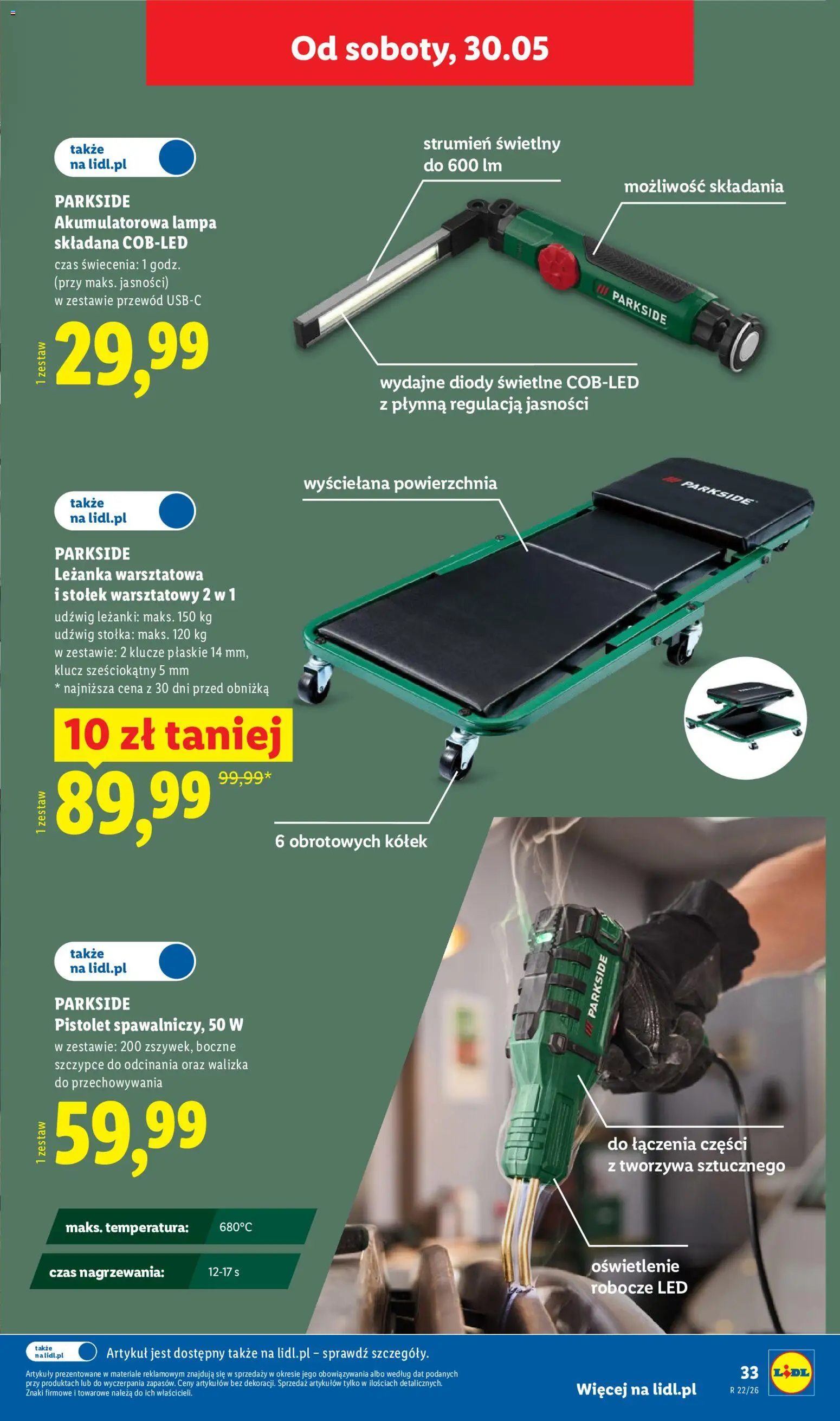 Lidl Katalog od 25.05.2026 | Strona: 43 | Produkty: Walizka, Lampa, Leżanka warsztatowa