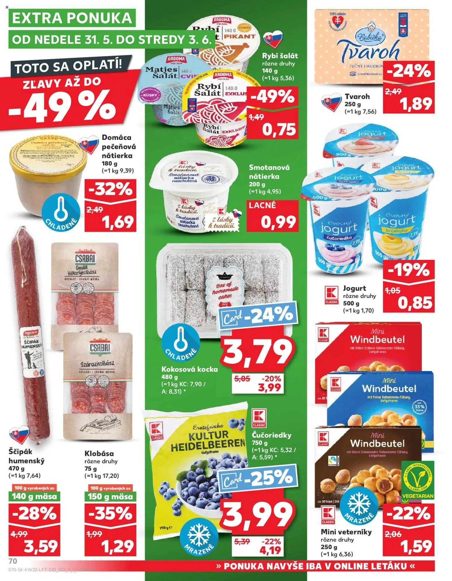 Nové Kaufland akcie – leták je platný od 28.05.2026 | Strana: 70 | Produkty: Jogurt, Nátierka, Čučoriedky, Šalát