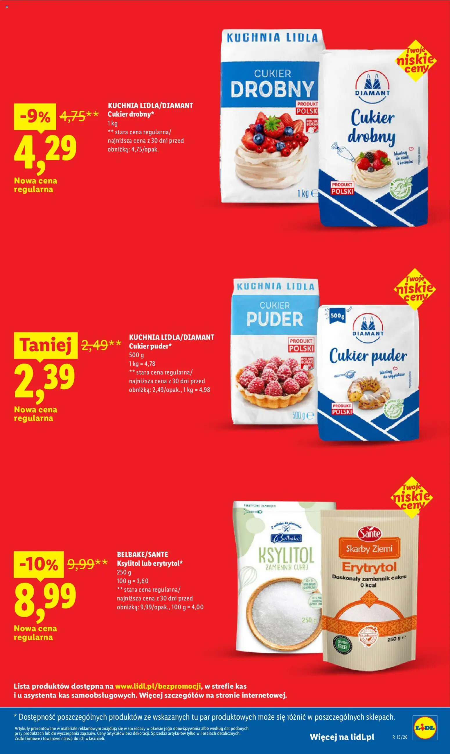 Lidl gazetka - Oszczędzaj każdego dnia od 04.07.2026 | Strona: 21 | Produkty: Cukier drobny, Erytrytol, Cukier puder, Ksylitol
