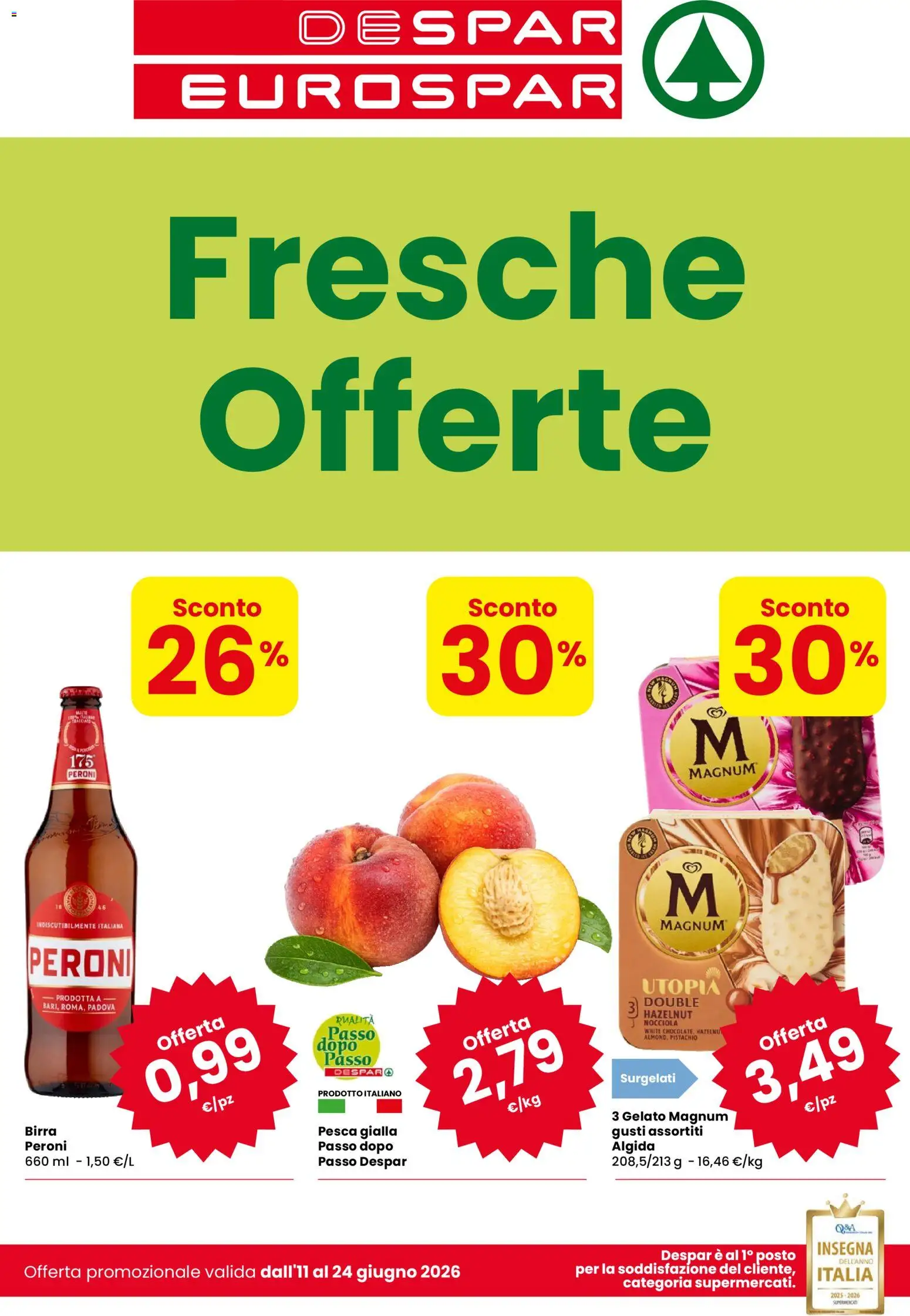 Volantino Despar del 11.06.2026 | Pagina: 1 | Prodotti: Gelato, Pesca