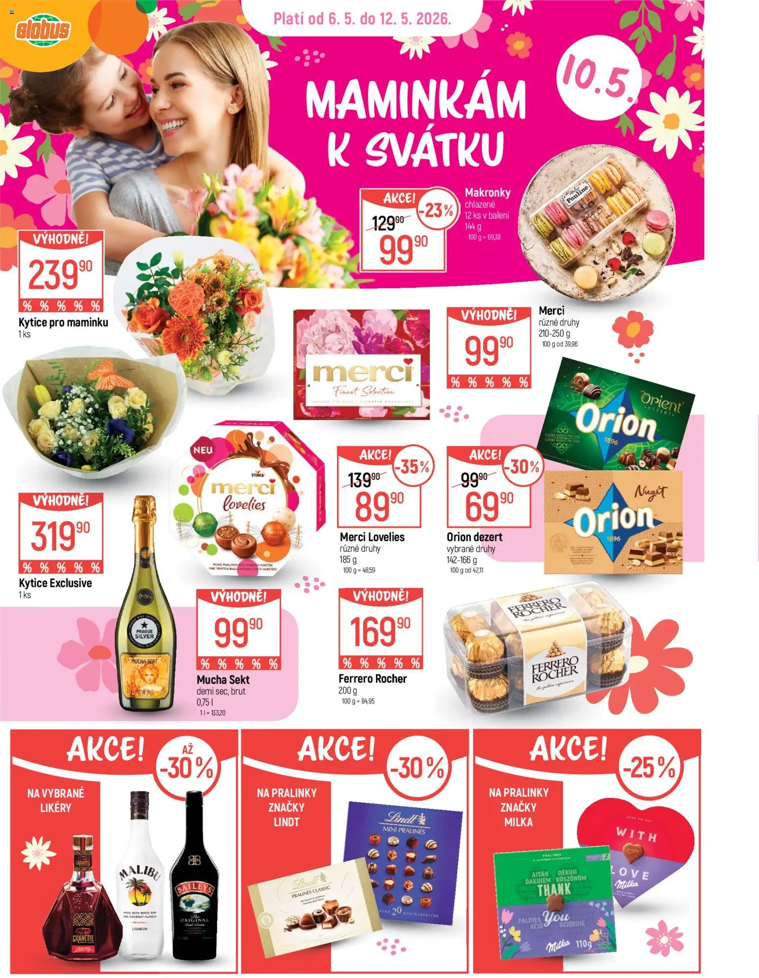 Globus leták - Chomutov od 06.05.2026 | Strana: 14 | Produkty: Makronky, Mucha sekt, Kytice, Baileys