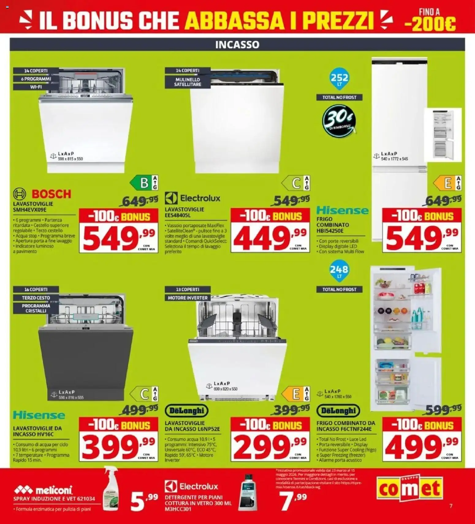 Volantino Comet del 10.04.2026 | Pagina: 7 | Prodotti: Detergente, Freezer, Satellitare, Portaposate