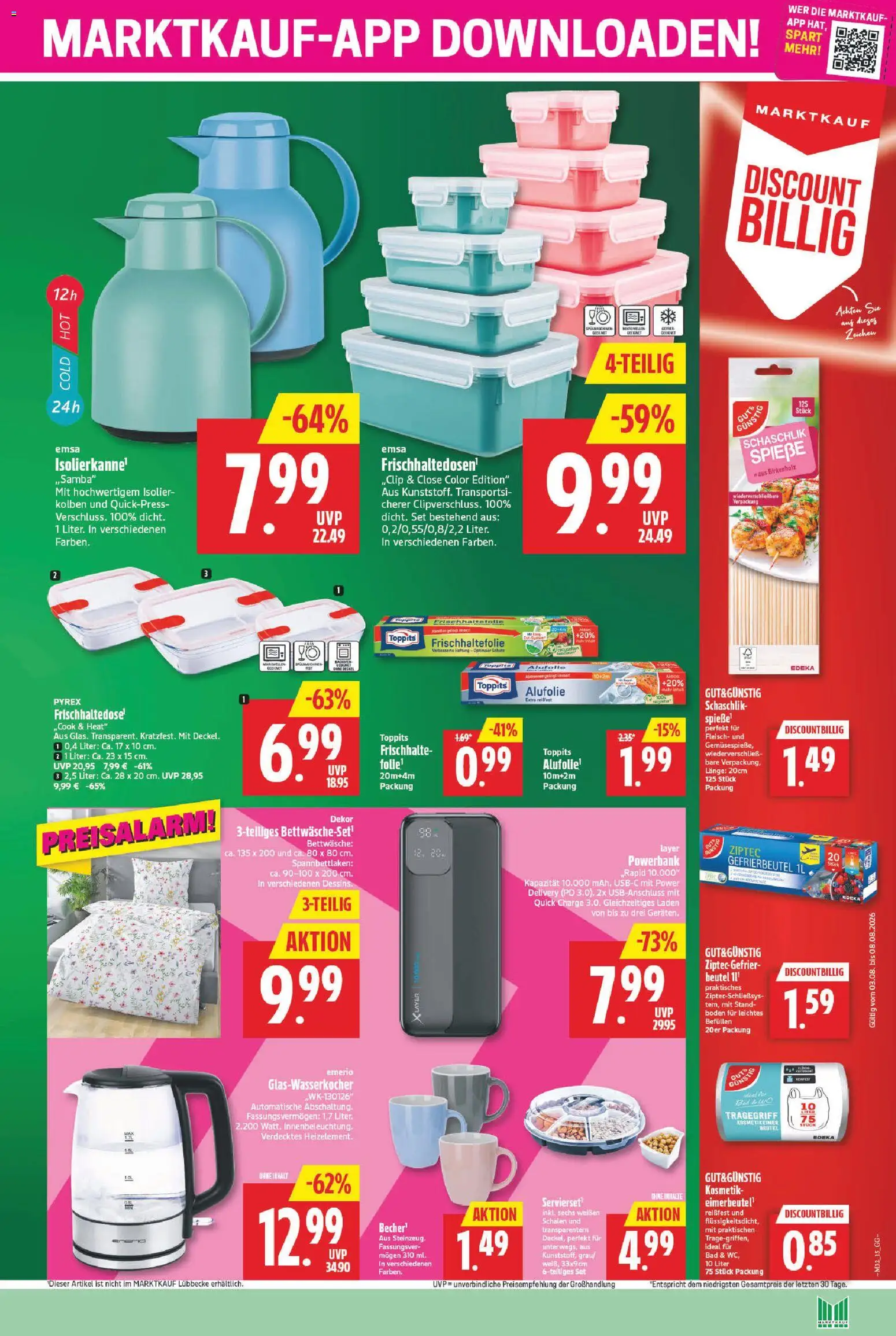 Marktkauf Prospekt – gültig ab 03.08.2026 | Seite: 15 | Produkte: Bettwäsche, Bad, Fleisch, Powerbank