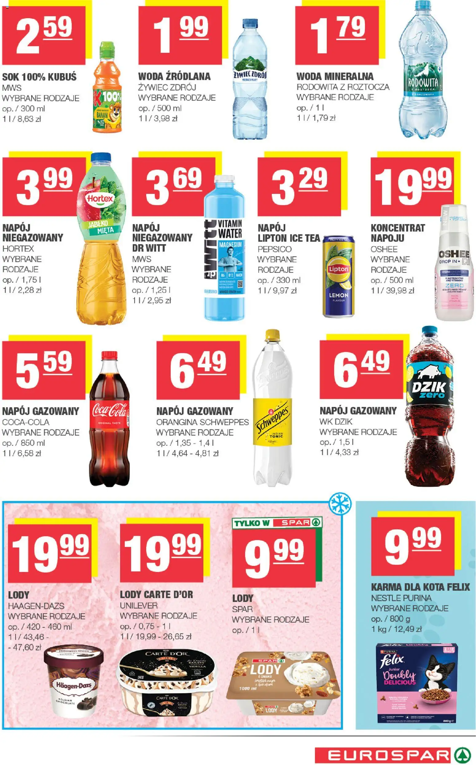 Spar gazetka - Eurospar od 09.09.2026 | Strona: 13 | Produkty: Kubuś, Woda mineralna, Oshee, Woda