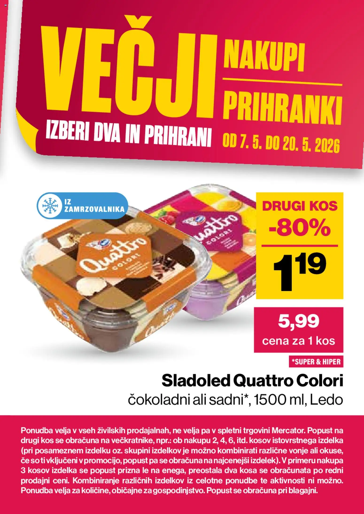 Novi Mercator katalog ponudbe – veljaven od 07.05.2026 | Stran: 15 | Izdelki: Kos, Sladoled