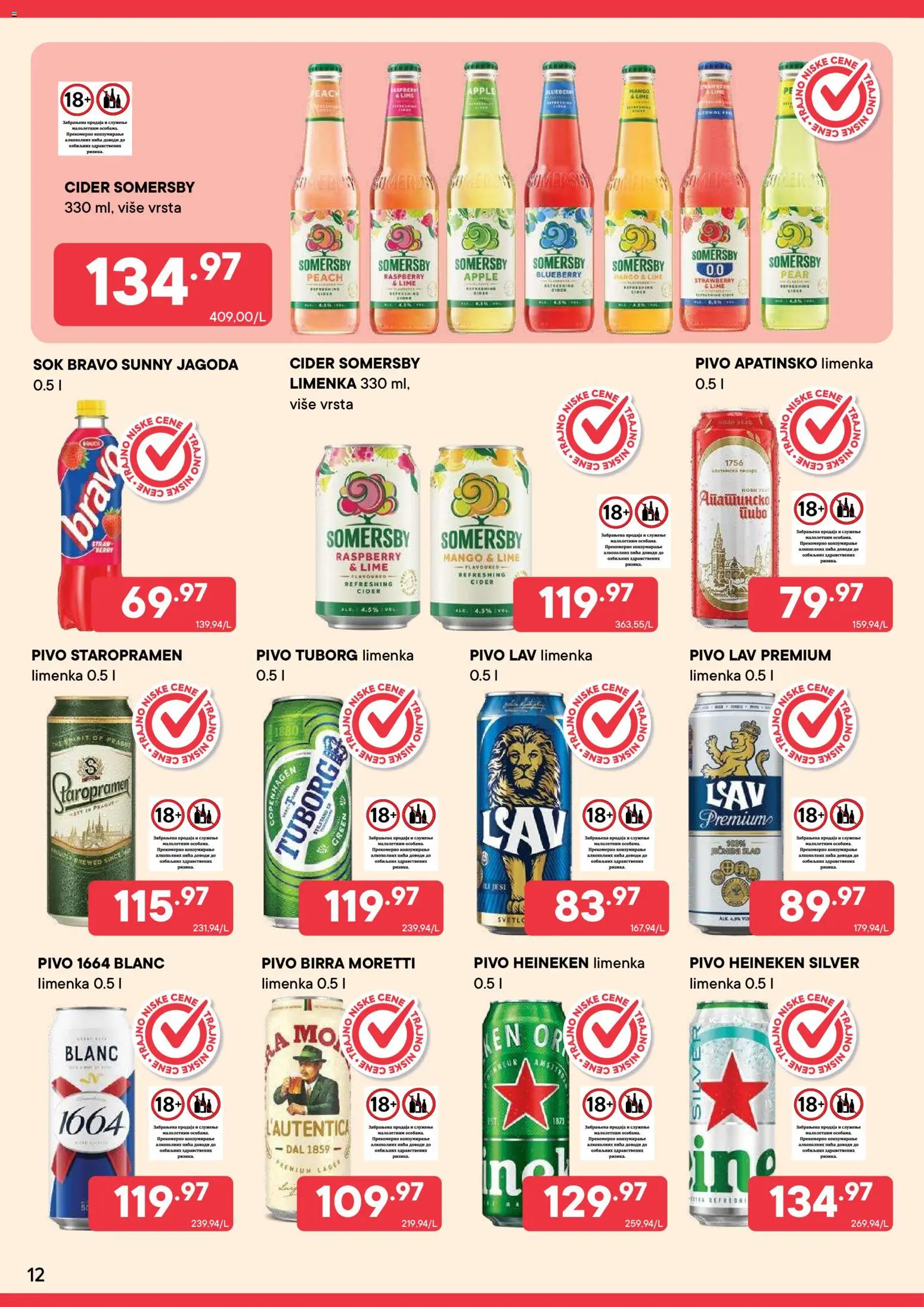 PerSu katalog - važi od 25.10.2026 | Strana: 12 | Proizvode: Birra Moretti, Somersby, Sok, Pivo