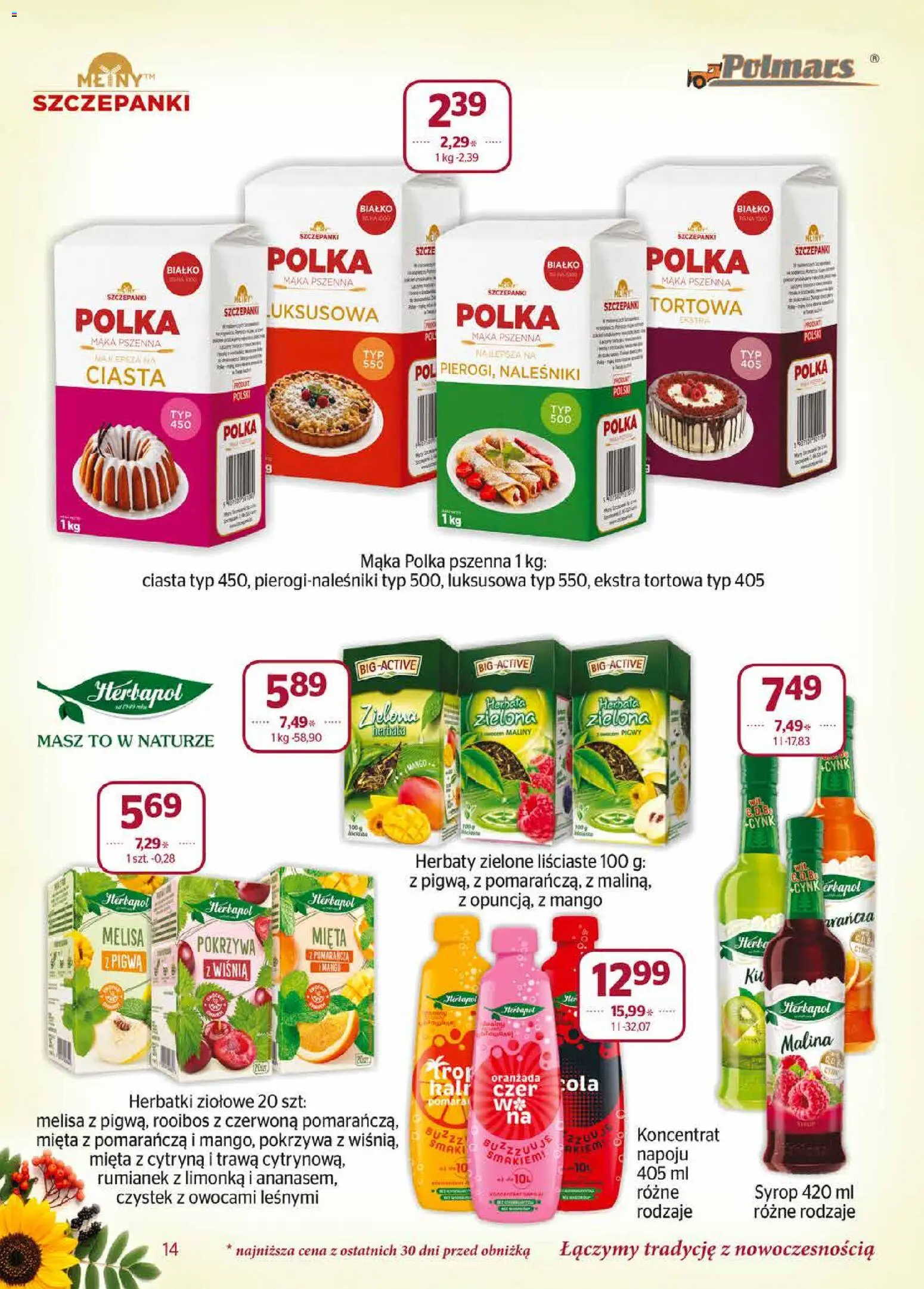 Społem gazetka od 01.09.2026 | Strona: 14 | Produkty: Syrop, Limonka, Herbata, Naleśniki