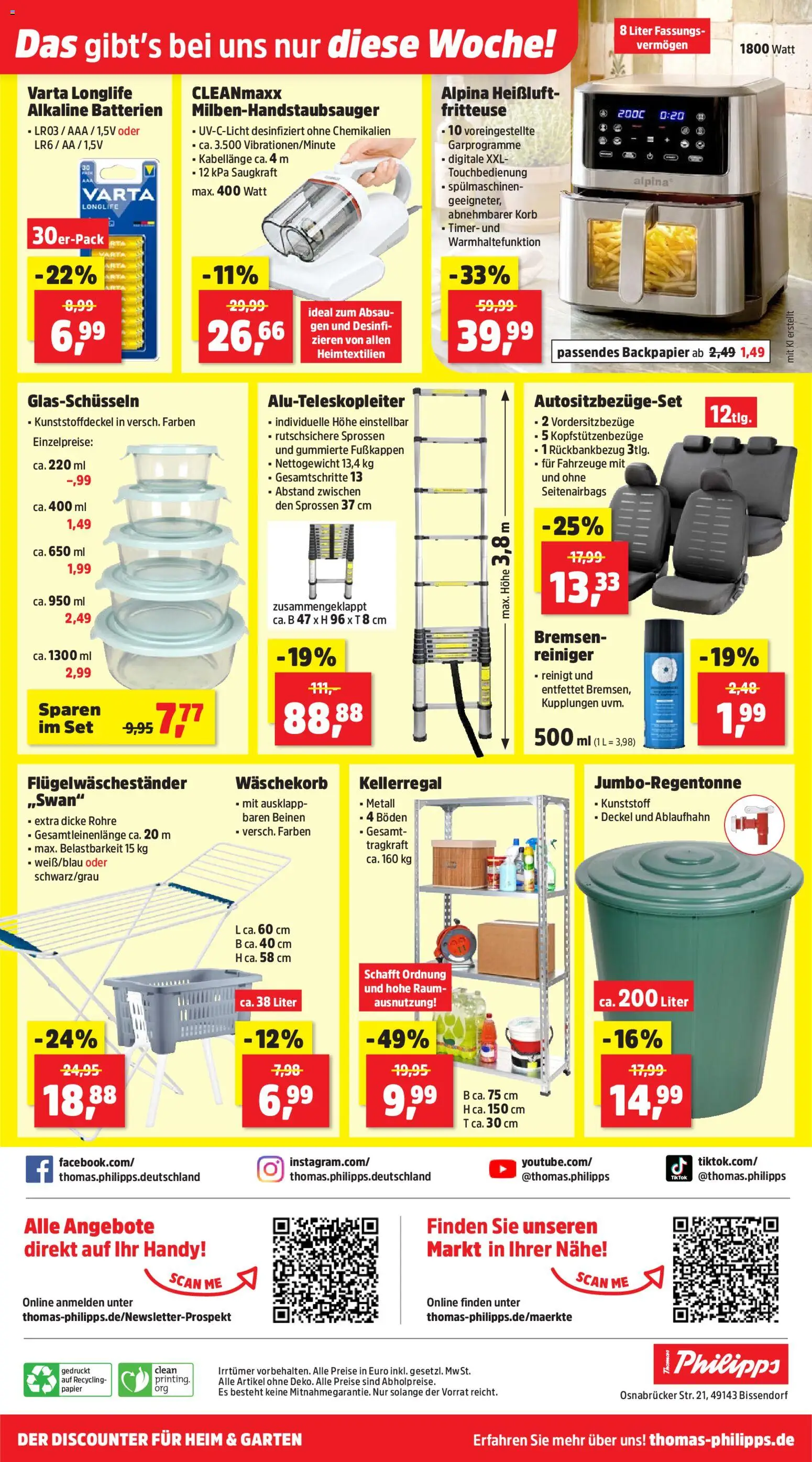 Thomas Philipps Prospekt – gültig ab 03.08.2026 | Seite: 12 | Produkte: Batterien, Korb, Fritteuse