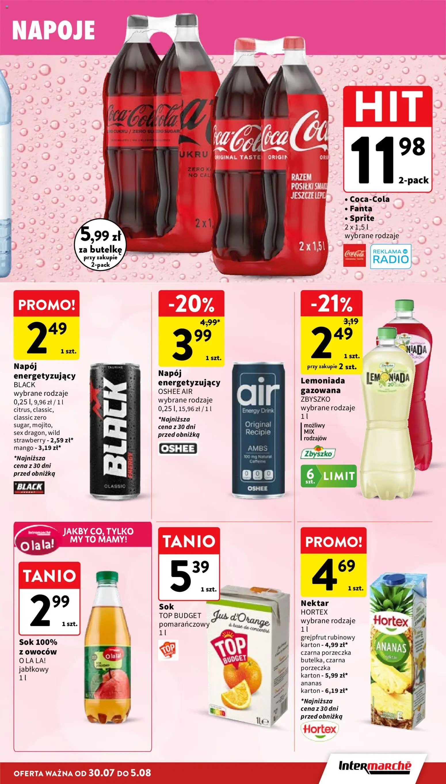 Intermarche gazetka od 30.07.2026 | Strona: 35 | Produkty: Radio, Lemoniada, Sok, Grejpfrut