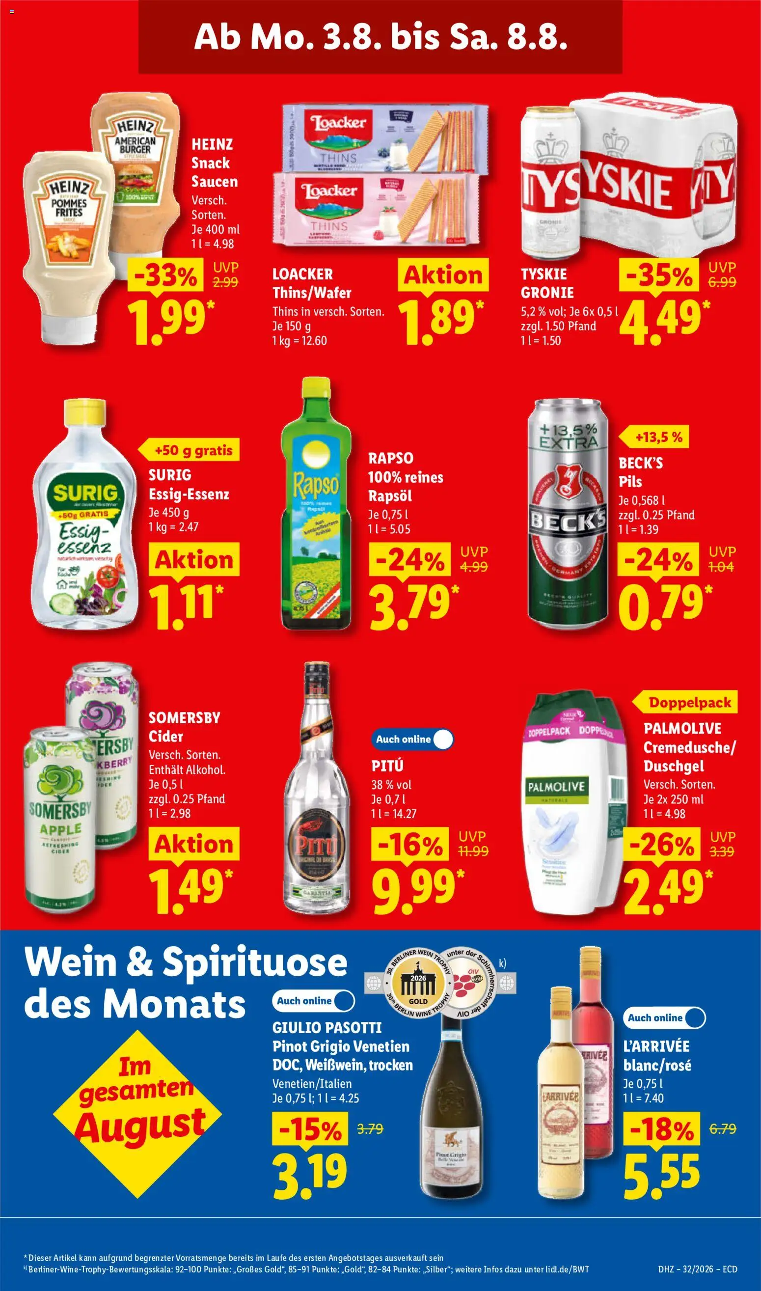 Lidl Německo leták od 03.08.2026 | Strana: 19 | Produkty: Burger, Cider, Apple, Pinot Grigio