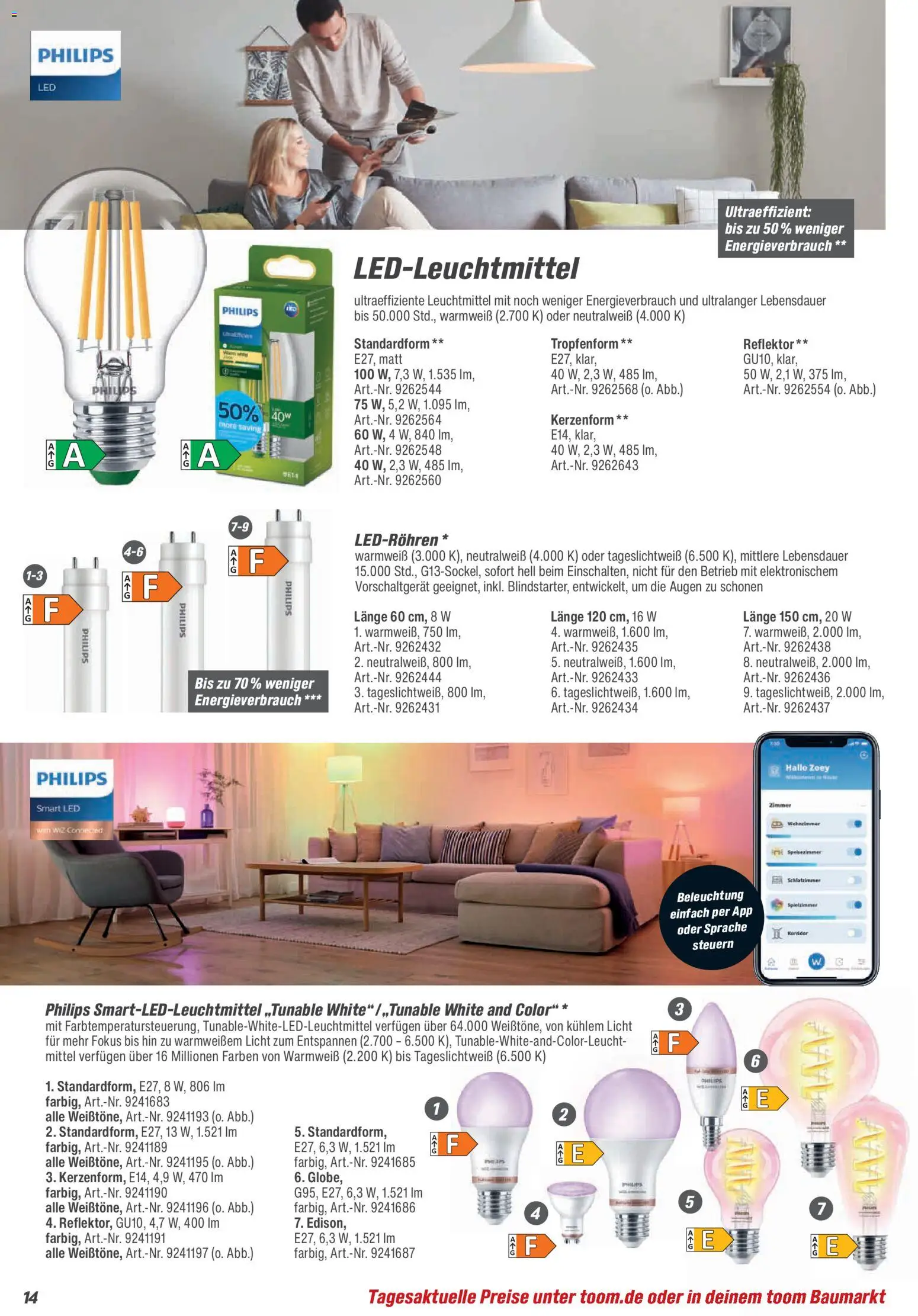 Toom Baumarkt Leuchten & Tapeten 2026 – gültig ab 01.01.2026 | Seite: 14 | Produkte: Philips