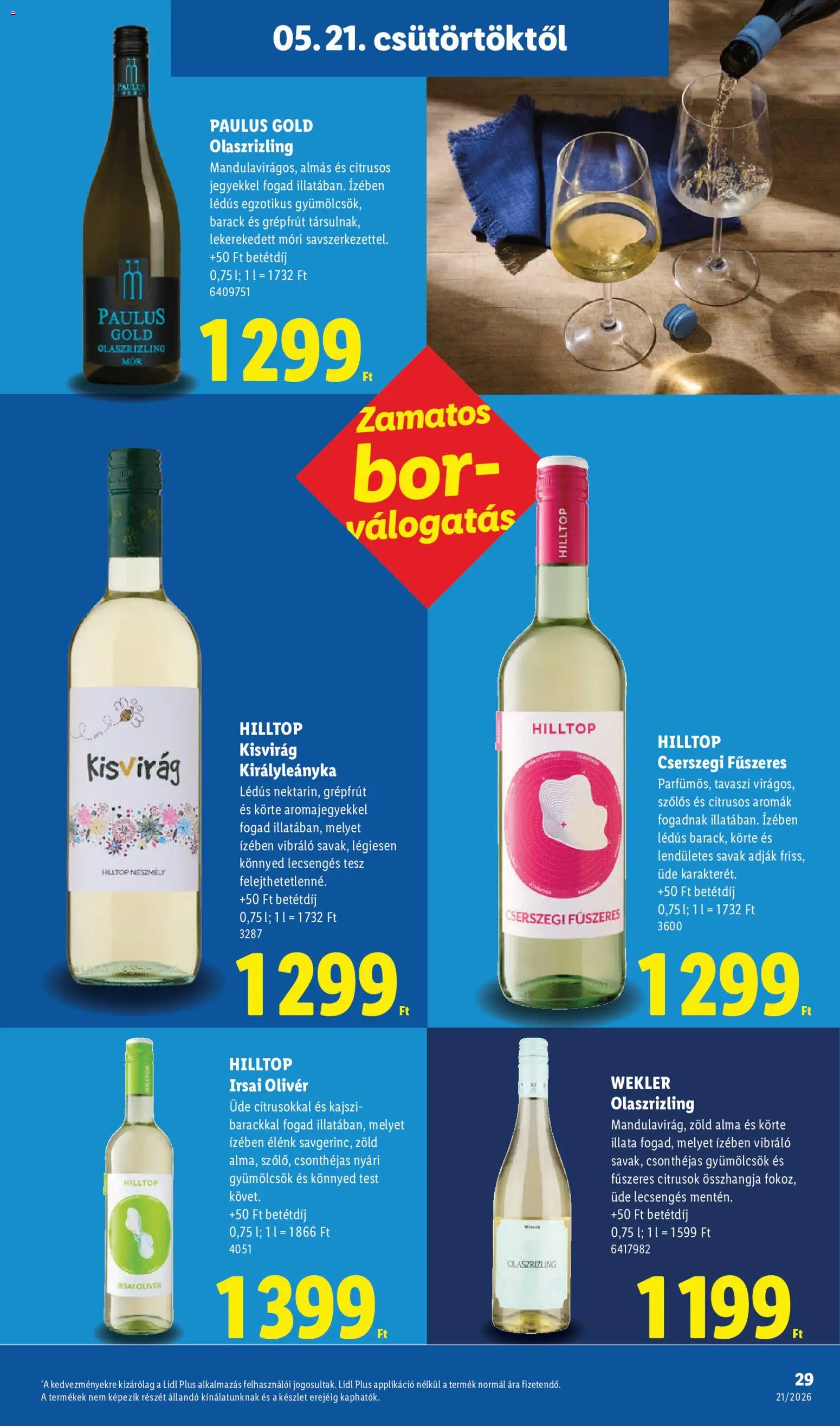 Lidl akciós ujság - amely érvényes a következő dátumtól: 21.05.2026 | Oldal: 29 | Termékek: Körte, Bor, Alma