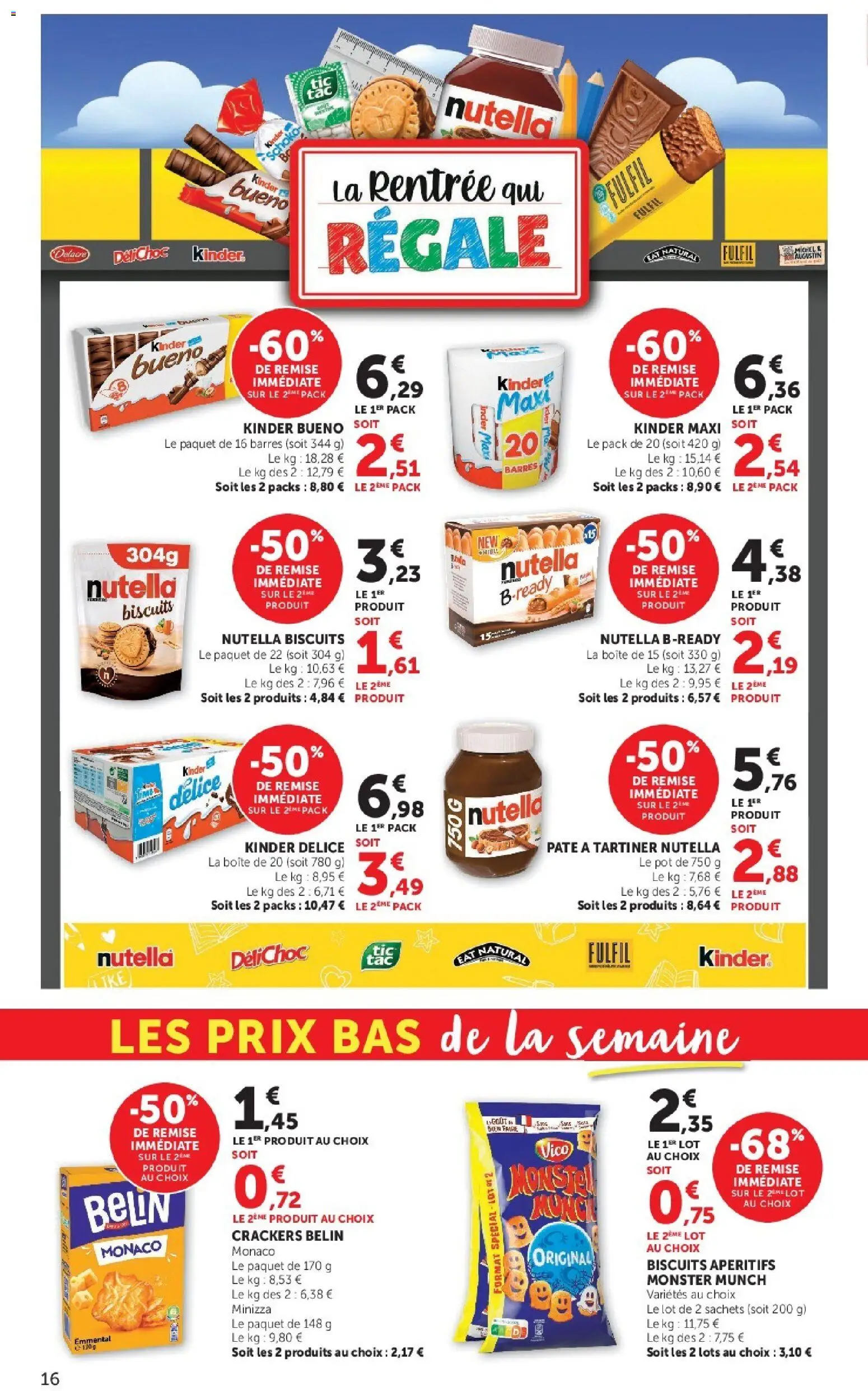 {H1} | Page: 16 | Produits: Crackers, Nutella biscuits, Pâte à tartiner, Biscuits