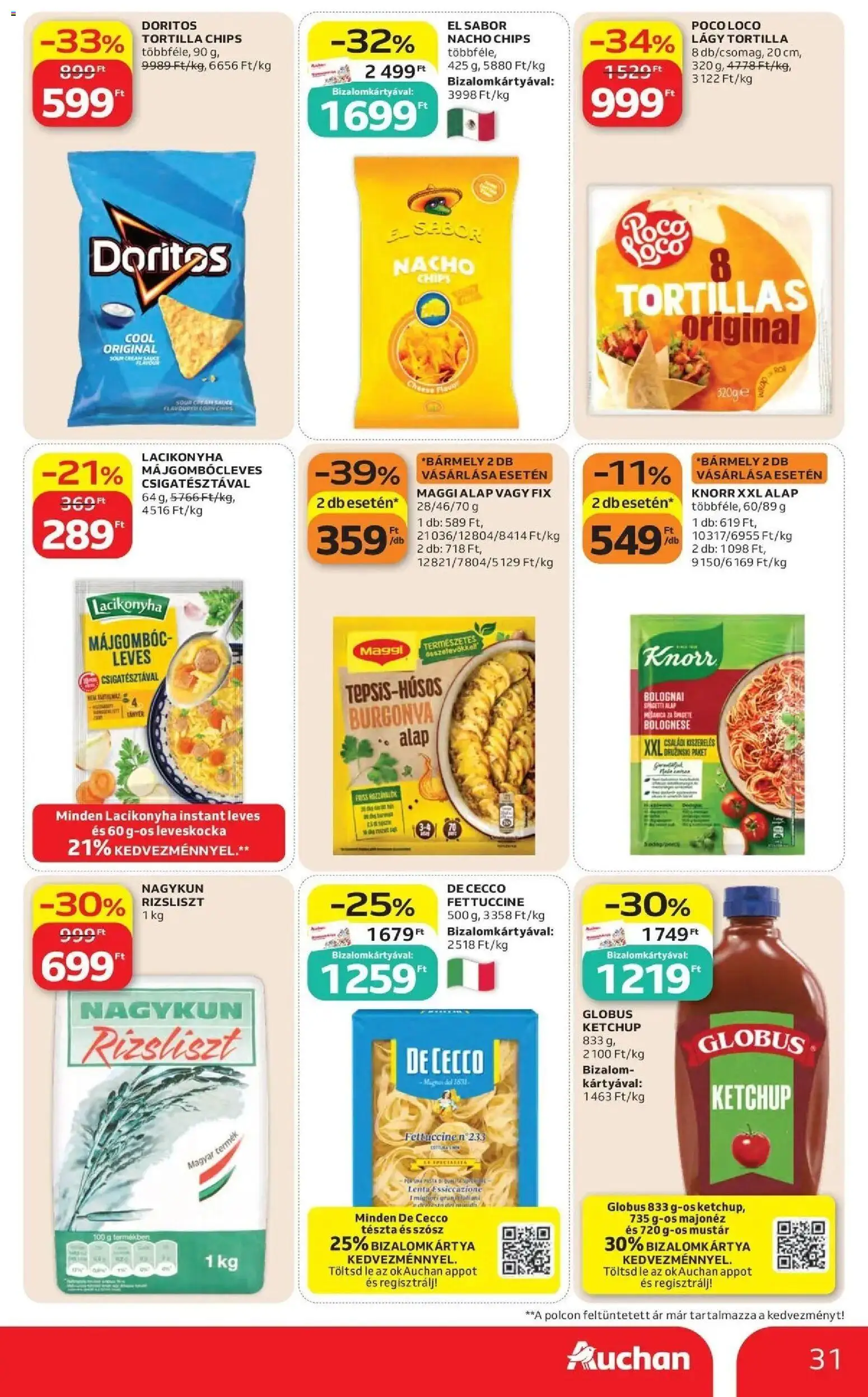 Auchan akciós újság Szolnok - 2026.10.22. -tól/töl > akció, lapozható szórólap 🛍️ | Oldal: 31 | Termékek: Chips, Lé, Tortilla chips, Mustár