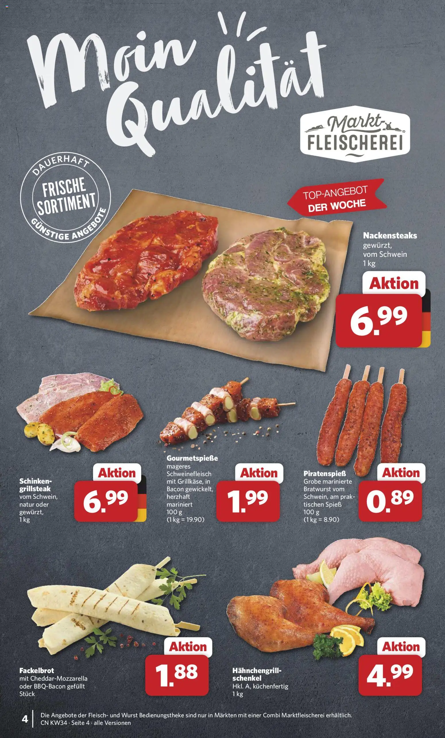 Combi Prospekt – gültig ab 17.08.2026 | Seite: 4 | Produkte: Nackensteaks, Wurst, Schweinefleisch, Fleisch