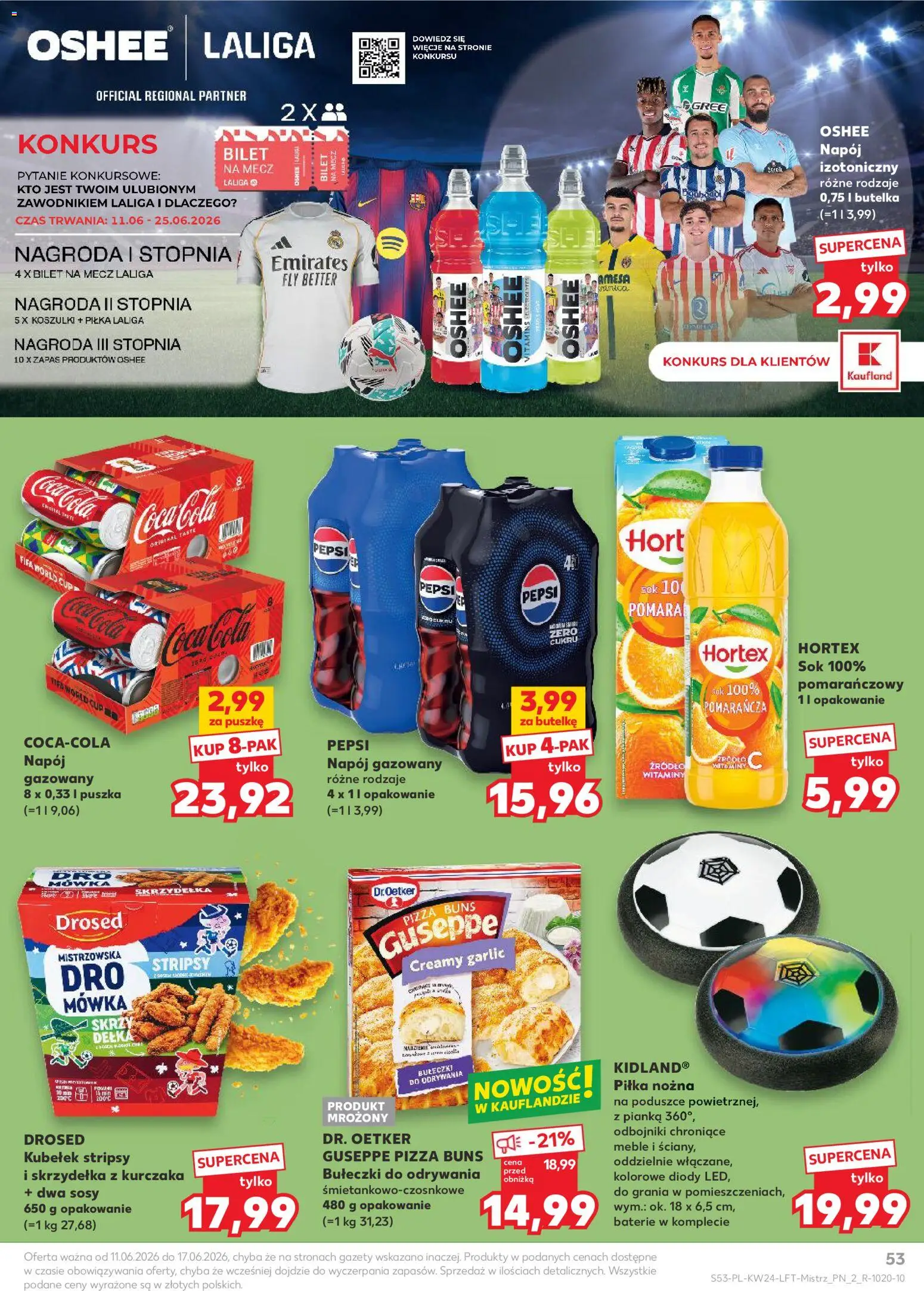 Kaufland Polsko leták od 11.06.2026 | Strana: 53 | Produkty: Pizza, Pepsi, Coca cola, Baterie