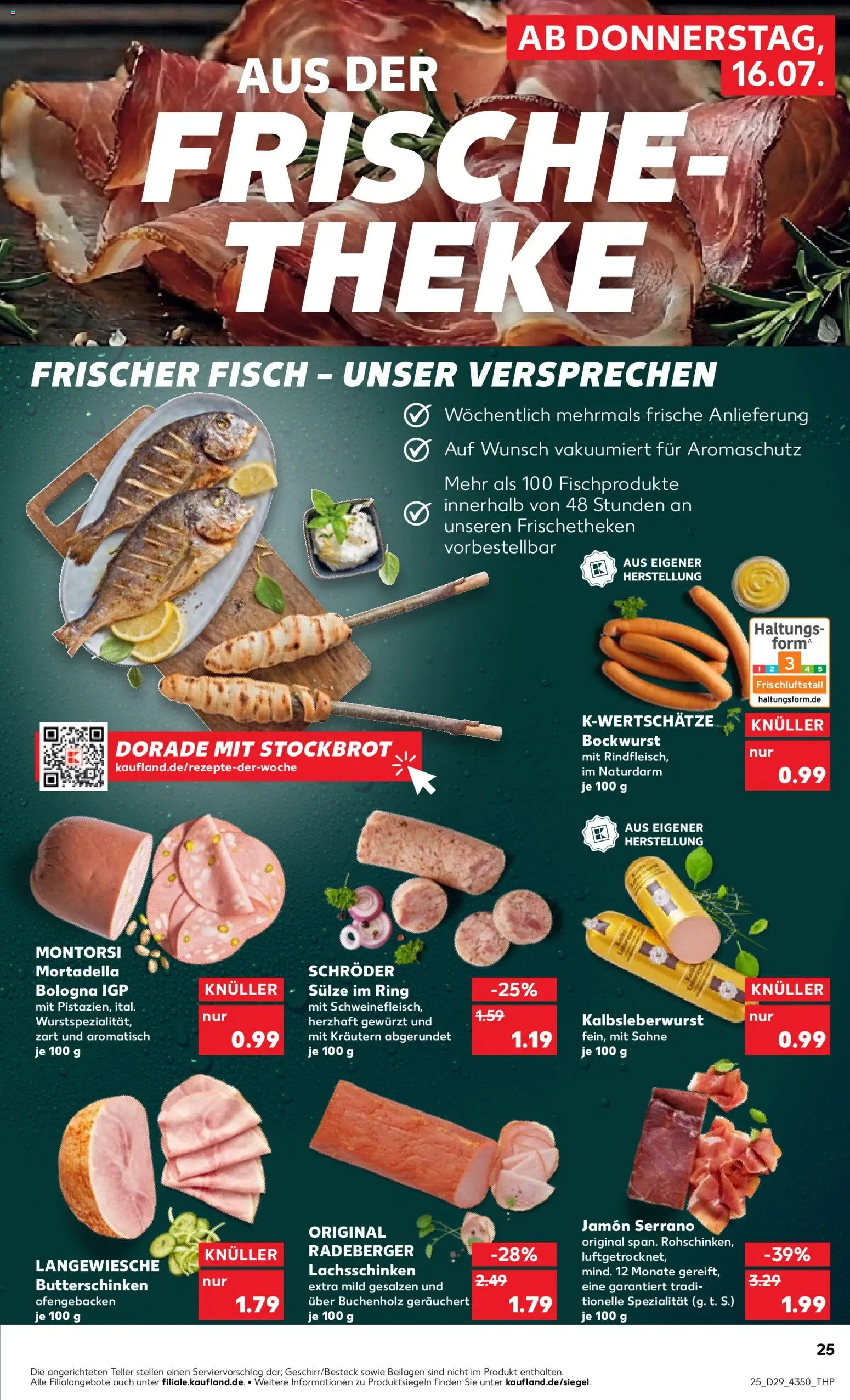 Kaufland Prospekt Potsdam – gültig ab 16.07.2026 | Seite: 25 | Produkte: Bockwurst, Dorade, Theke, Sahne