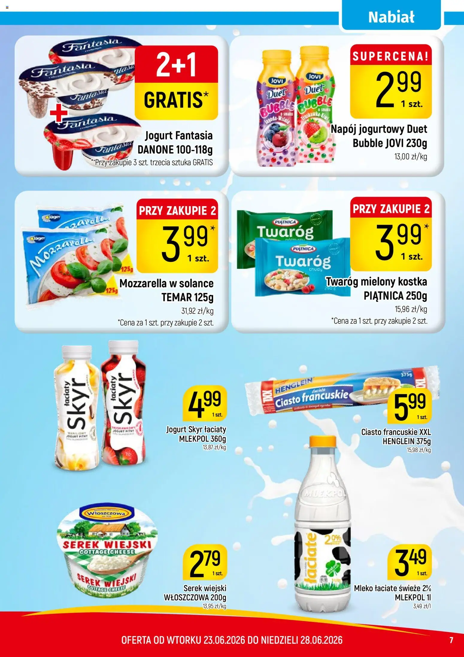 Piotruś Pan gazetka od 23.06.2026 | Strona: 7 | Produkty: Serek, Ciasto francuskie, Serek wiejski, Twaróg