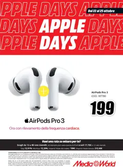 Anteprima del volantino Media World volantino Apple Days valido a partire dal 22/10/2026