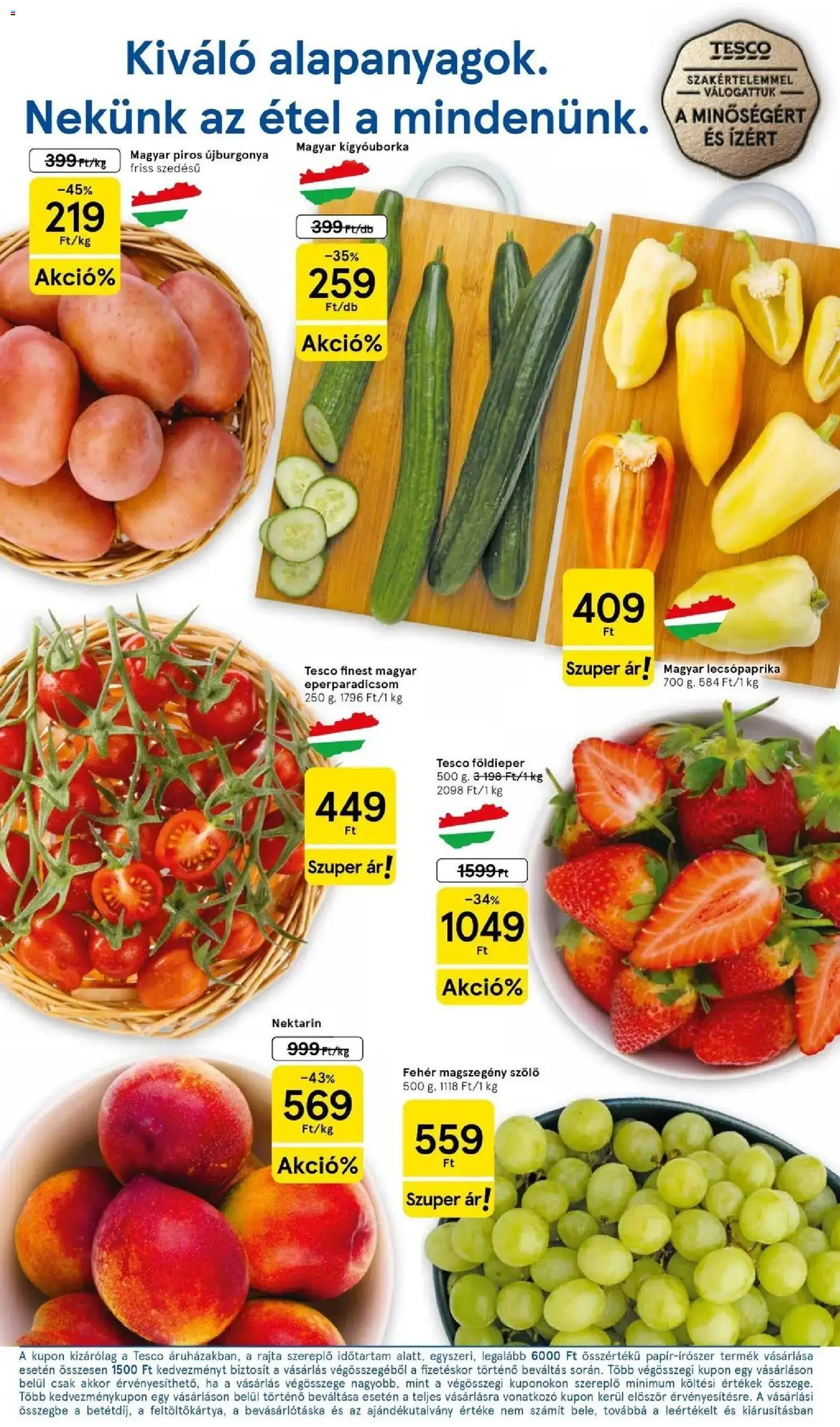 Tesco akciós ujság - amely érvényes a következő dátumtól: 2026.08.13. | Oldal: 2 | Termékek: Nektarin, Lecsópaprika, Kígyóuborka, Bevásárlótáska