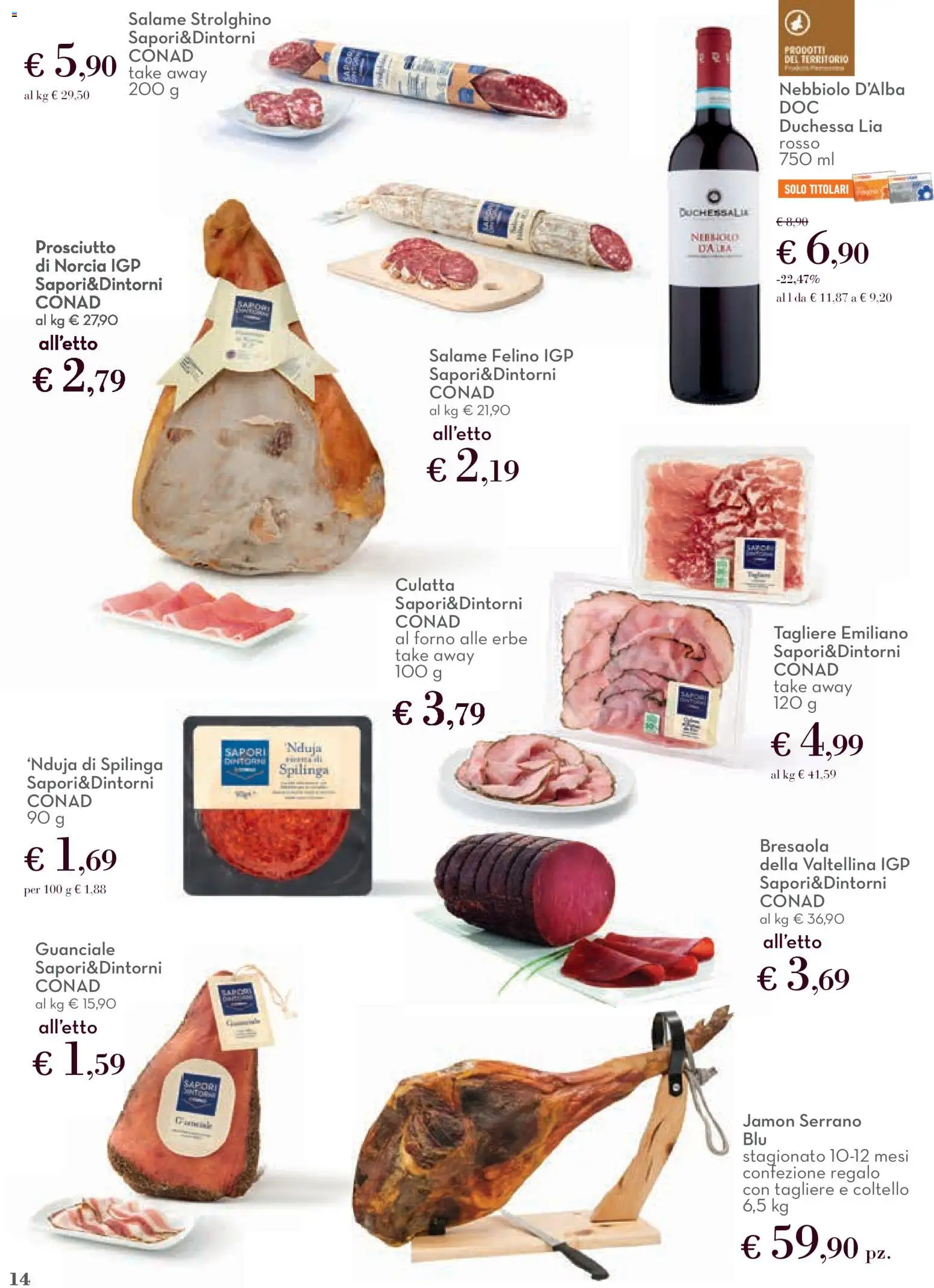 Volantino Conad del 12.03.2026 | Pagina: 14 | Prodotti: Prosciutto, Tagliere, Forno, Guanciale