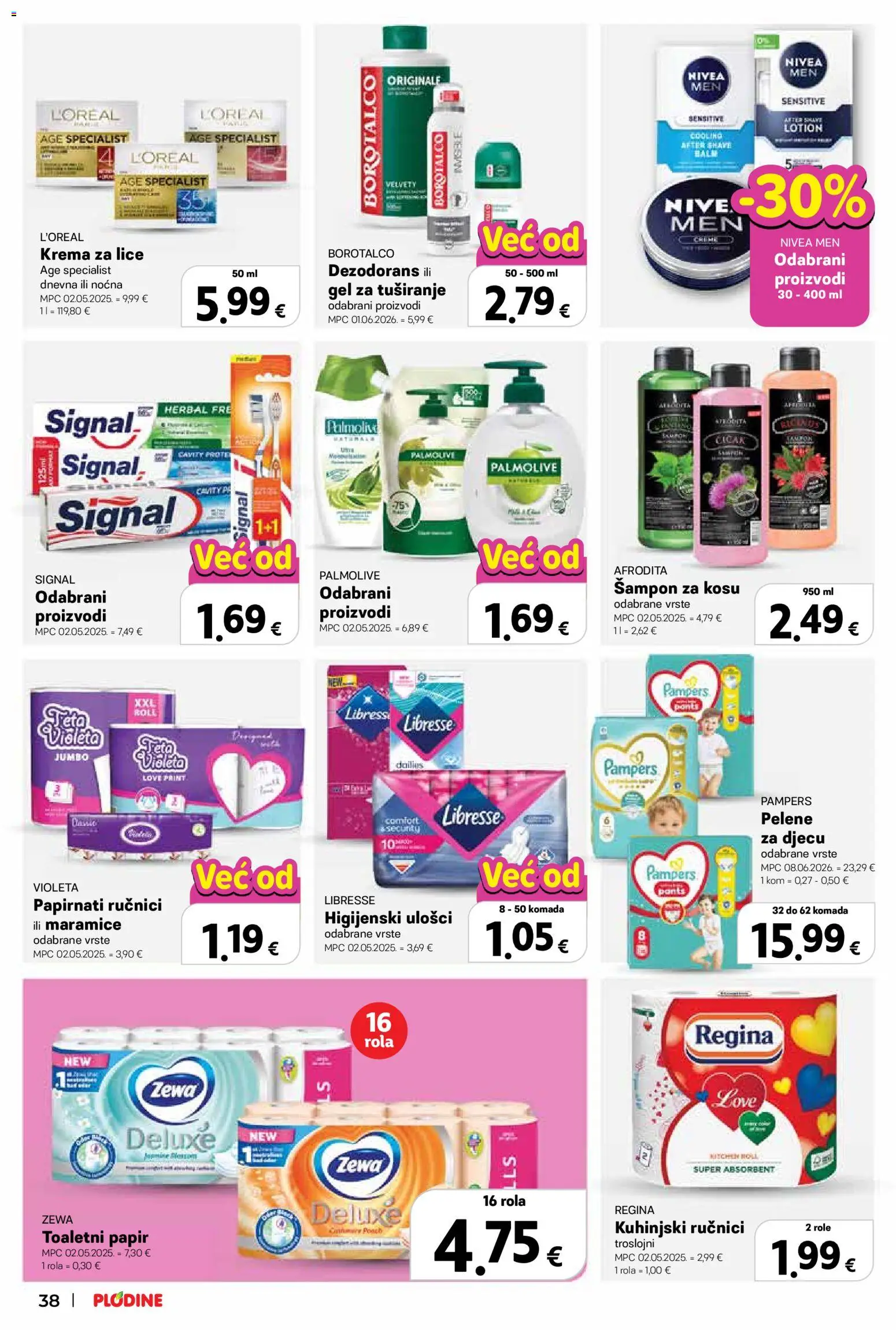 Plodine katalog | vrijedi od 12.08.2026 | Stranica: 38 | Proizvodi: Pelene, Krema, Zewa, Nivea