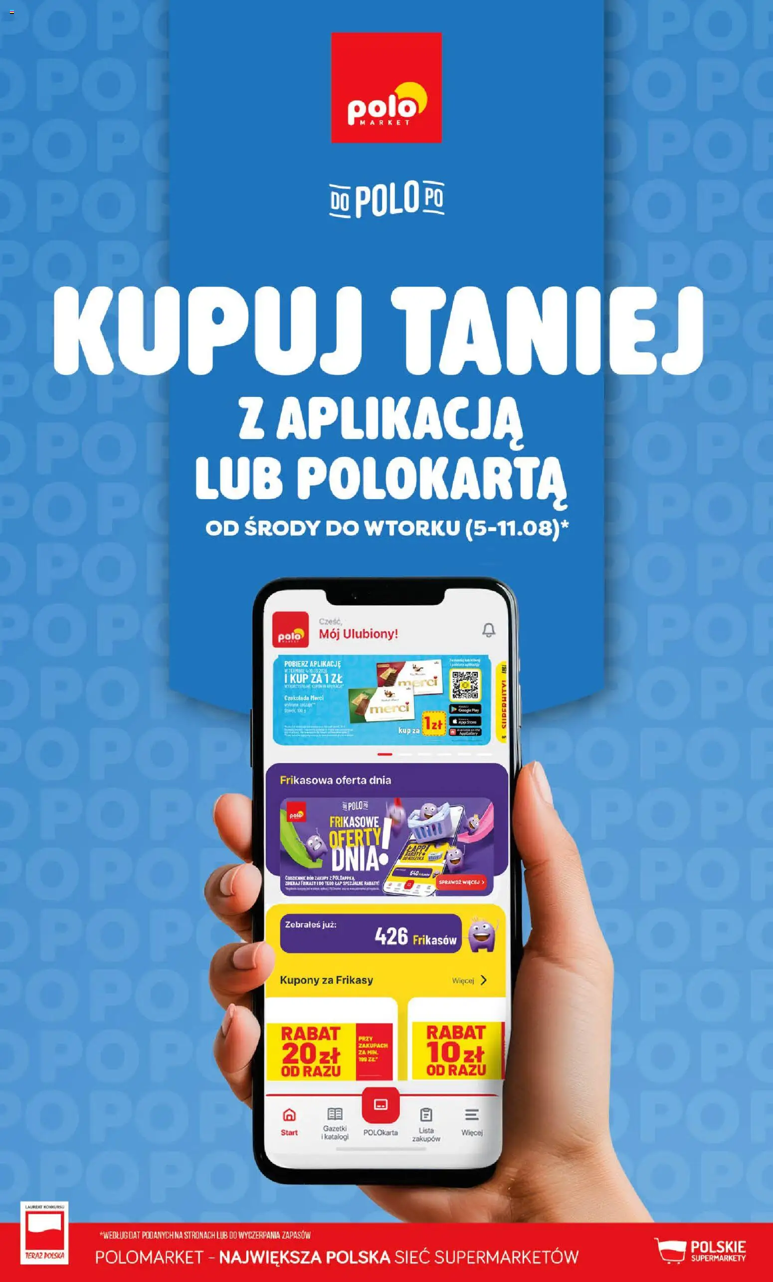 Nowa POLOmarket gazetka od jutra 05.08.2026 | Strona: 1 | Produkty: Merci, Czekolada