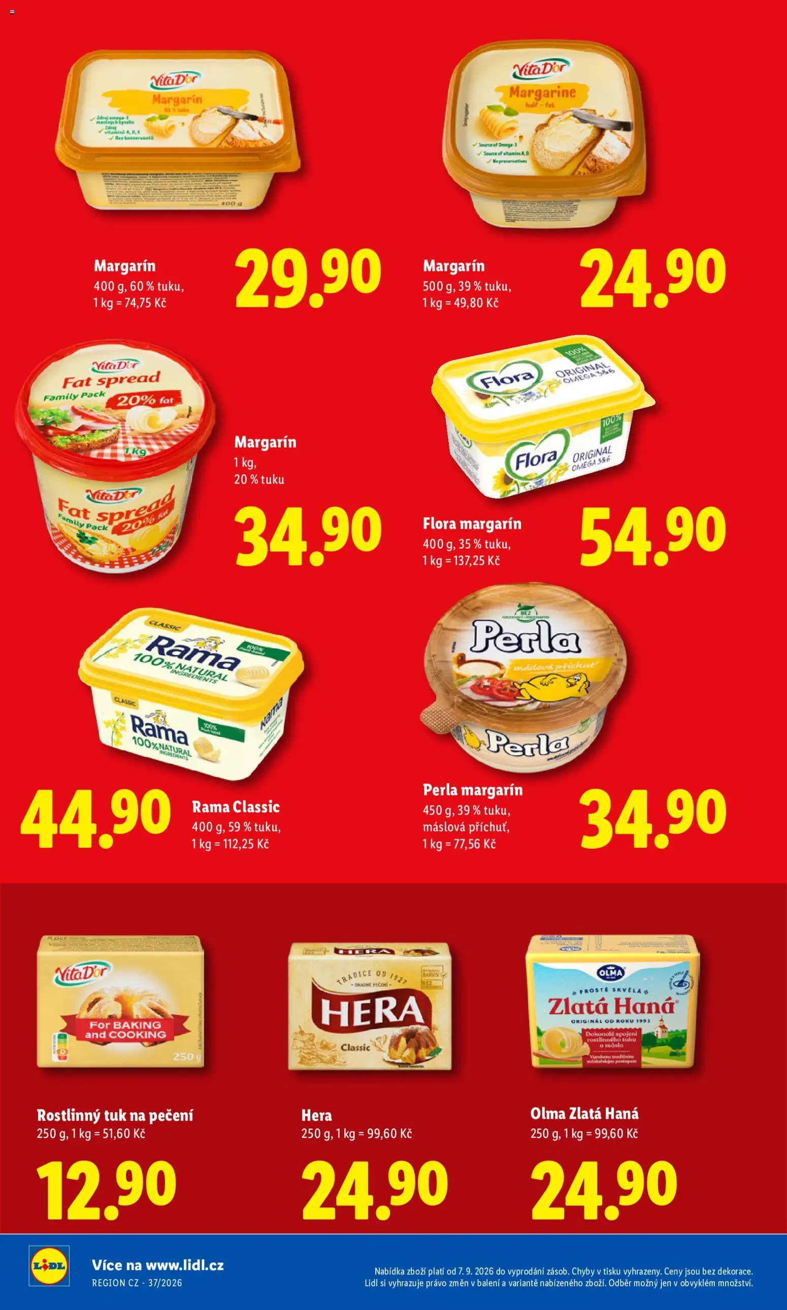 Lidl leták - Pro čistou domácnost máme všechno od 07.09.2026 | Strana: 26 | Produkty: Hera, Rama, Perla, Margarín