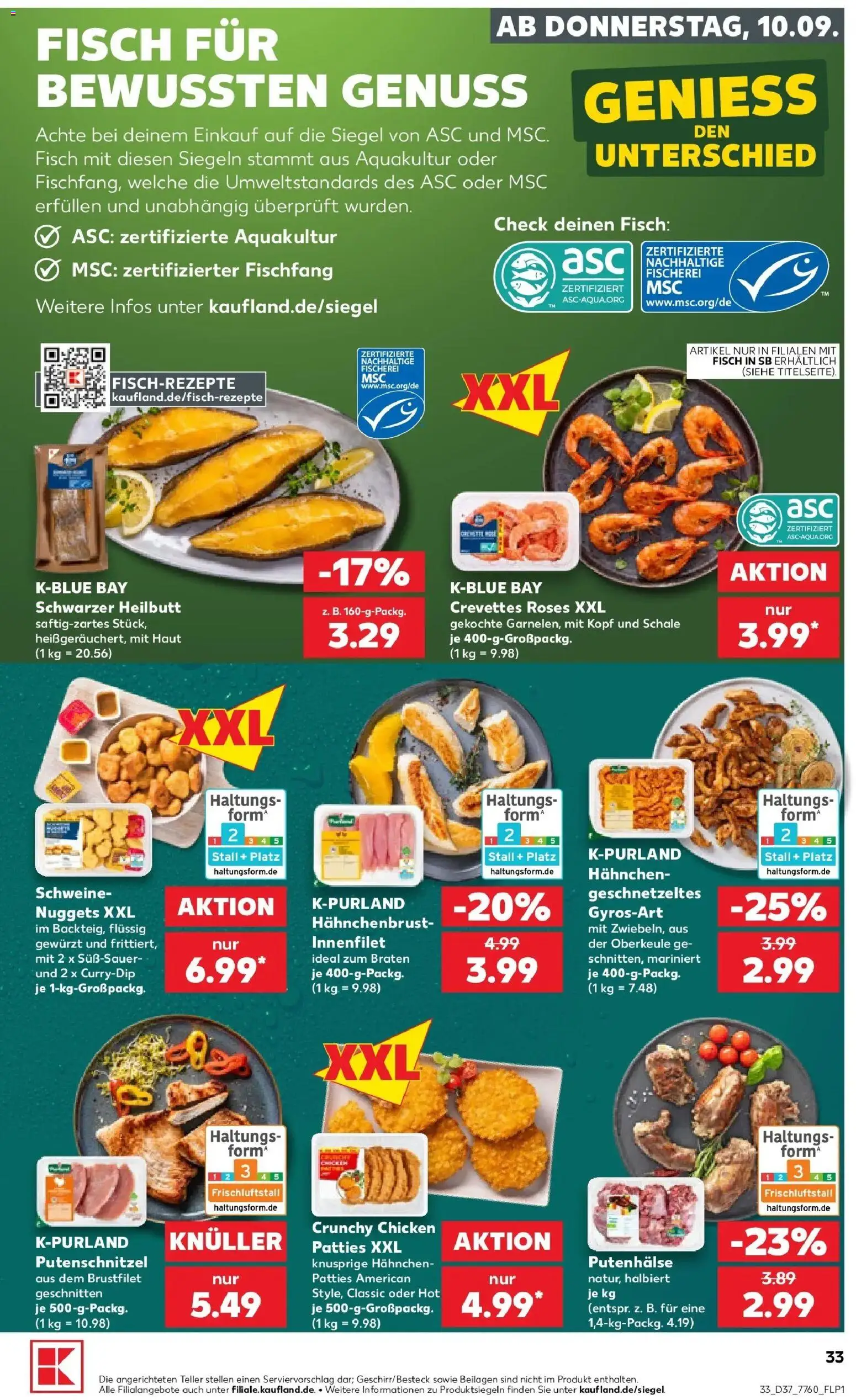 Prospekt Kaufland ab 07.09.2026 » Angebote Online zum Blättern | Seite: 42 | Produkte: Hahnchen, Fisch, Putenschnitzel, Hahnchenbrust