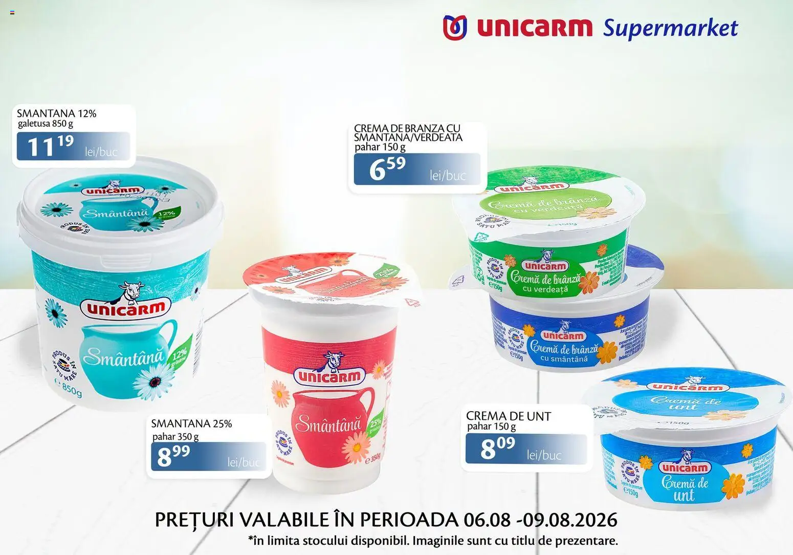 Noul catalog Unicarm – valabil de la 06.08.2026 | Pagină: 3 | Produse: Brânză, Cremă de brânză, Smântână, Verdeață