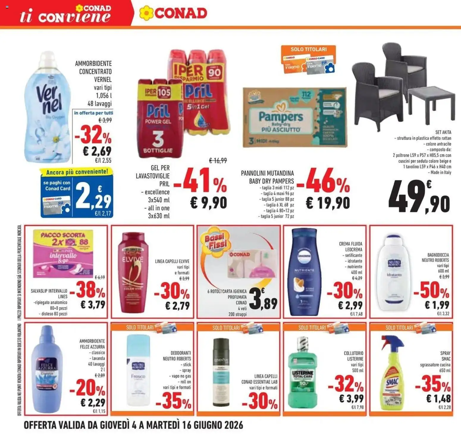 Volantino Conad del 03/06/2026 | Pagina: 26 | Prodotti: Tavolino, Collutorio, Sgrassatore, Lavanda