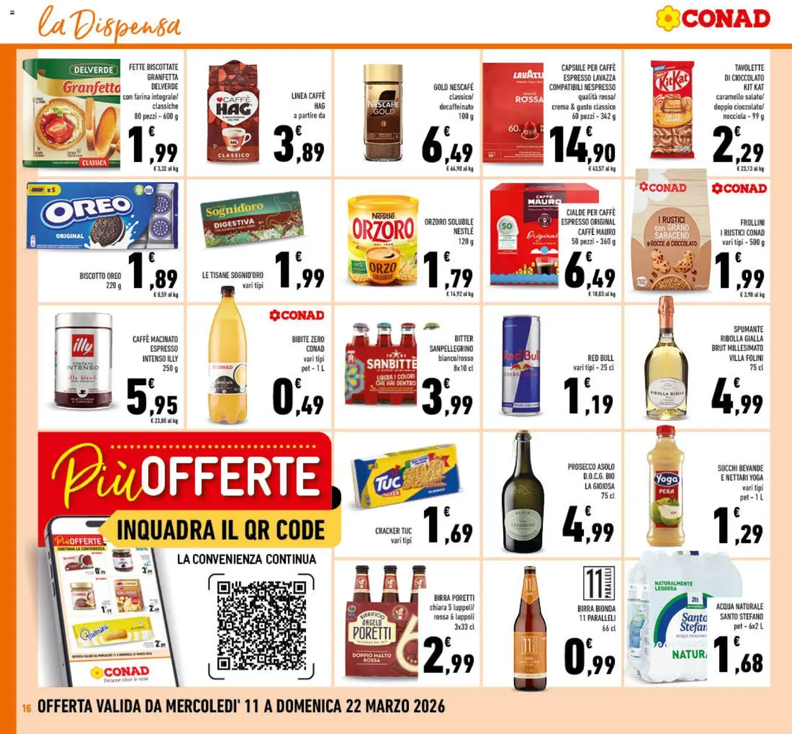 Volantino Conad del 11.03.2026 | Pagina: 16 | Prodotti: Crema, Bibite, Lavazza, Macinato