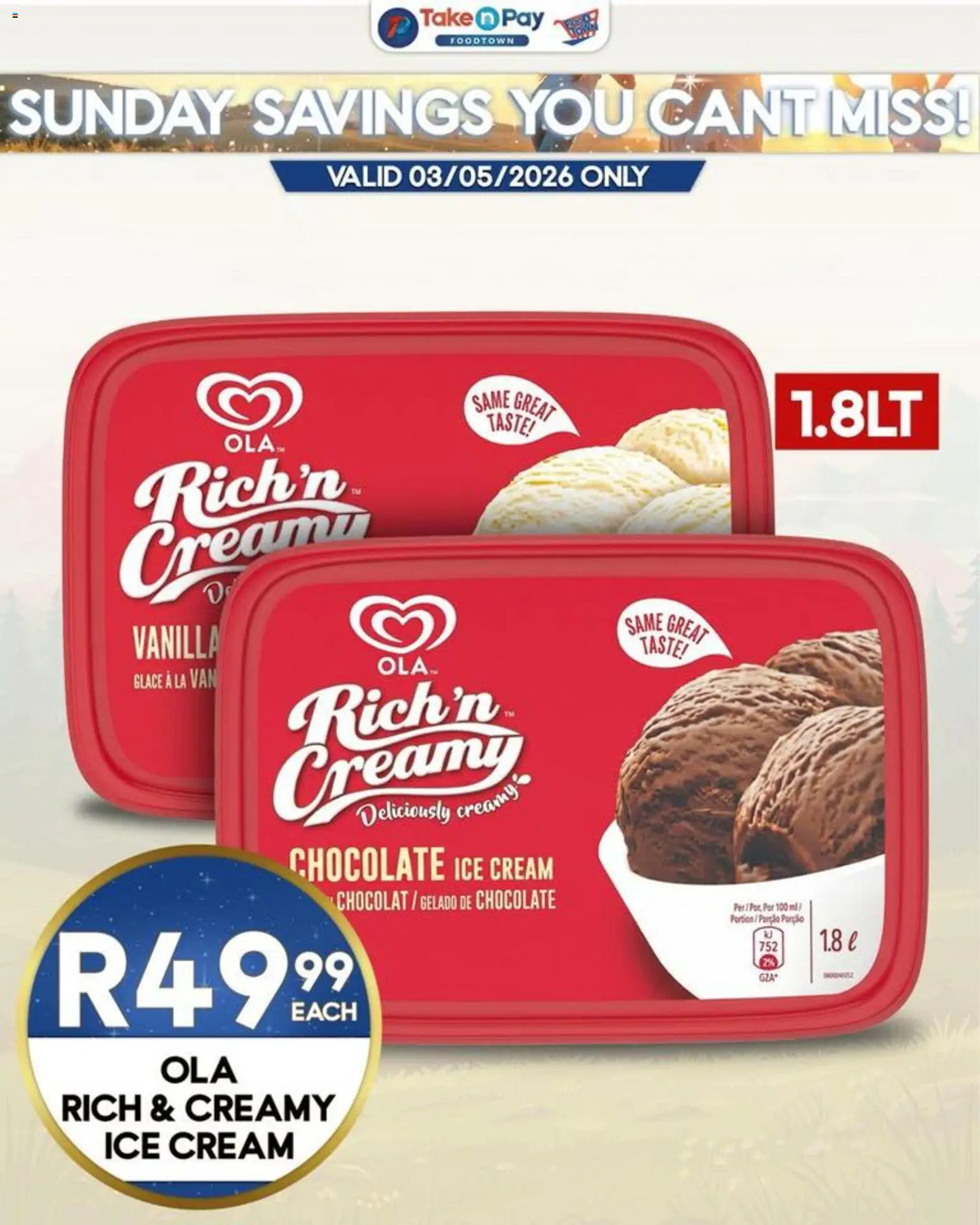 New Take n Pay catalogue – valid from 03.05.2026 | Page: 7 | Products: Chocolate, Cream, Ice cream