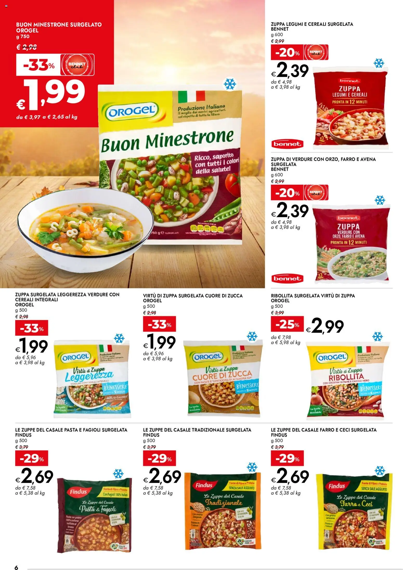 Volantino bennet del 01/10/2026 | Pagina: 6 | Prodotti: Minestrone, Patate, Sale, Crostini