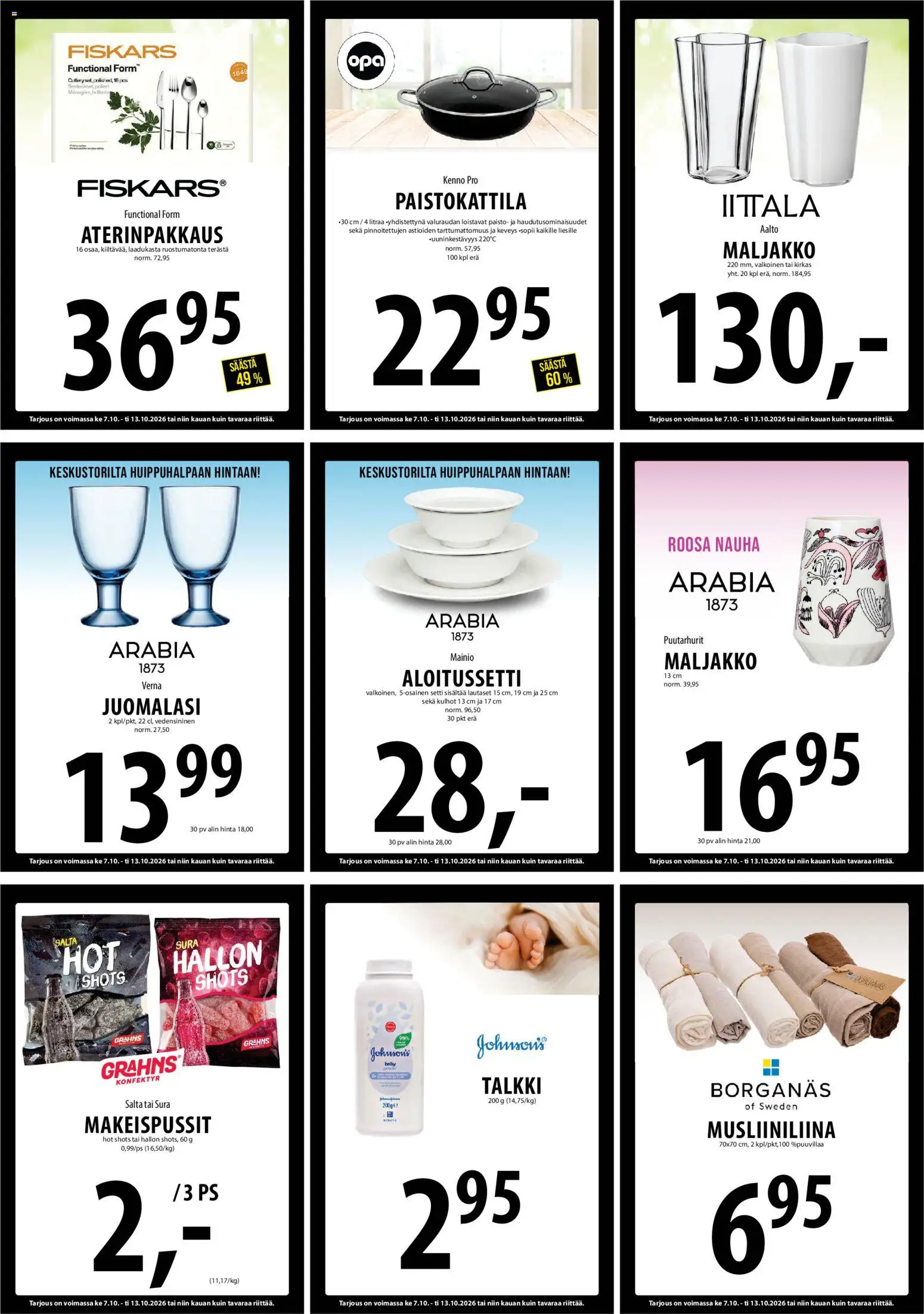 Tuuri tarjoukset – voimassa 07/10/2026 alkaen | Sivu: 19 | Tuotteet: Makeispussit, Nauha, Maljakko