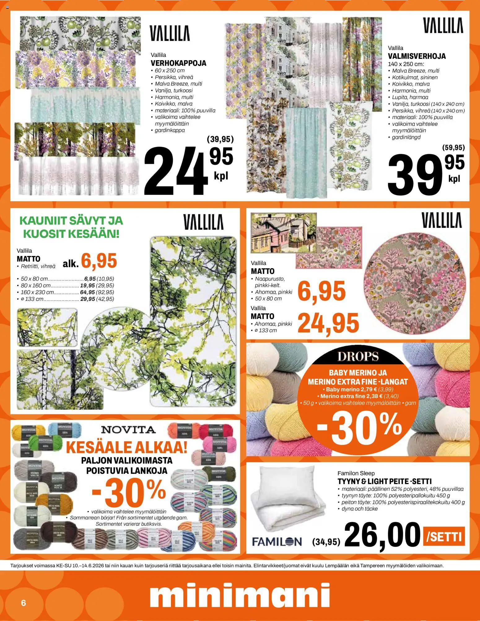 Minimani tarjoukset – voimassa 10.06.2026 alkaen | Sivu: 6 | Tuotteet: Tyyny, Matto
