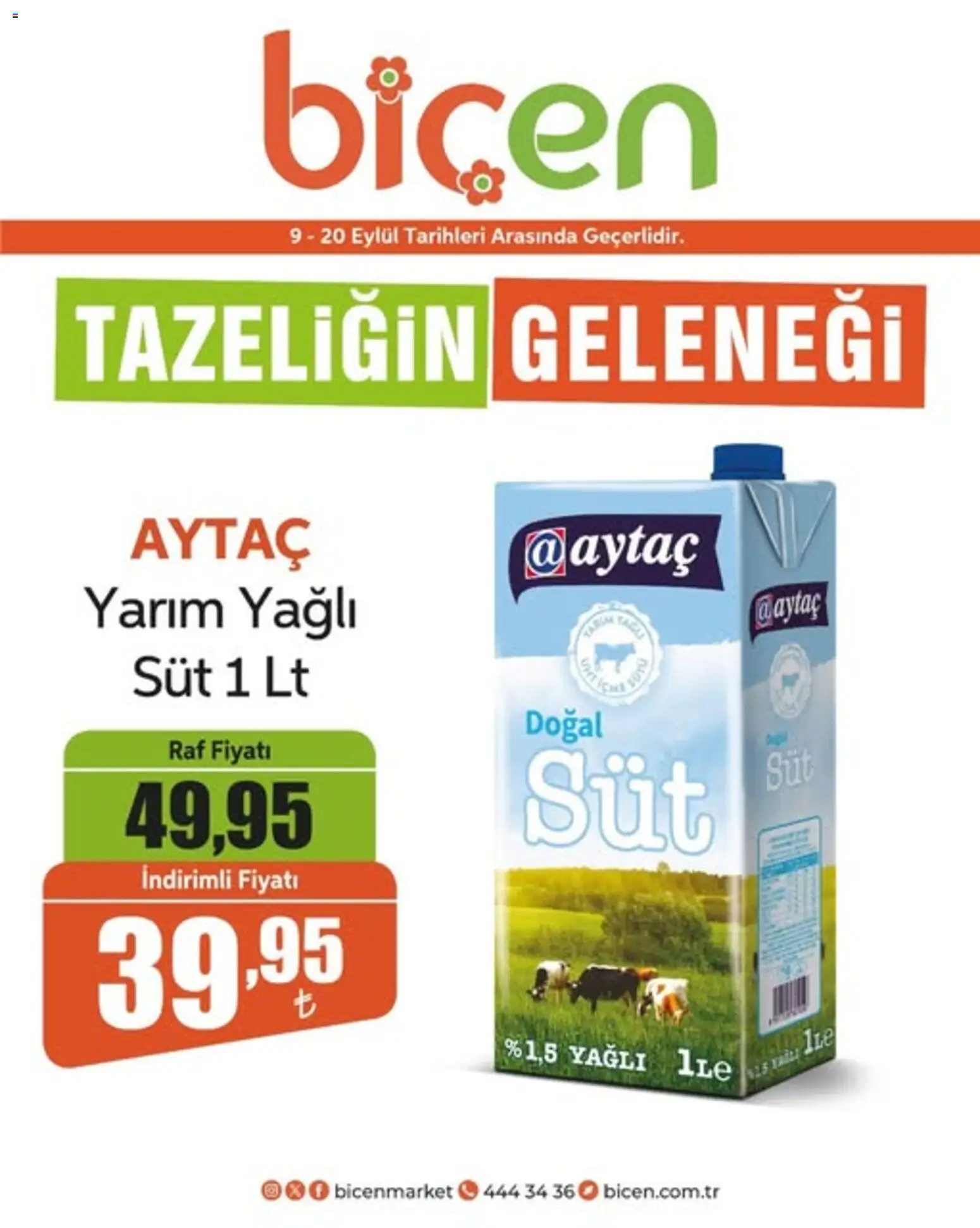 Biçen Market İndirim - 09 Eylül 2026 tarihinden itibaren geçerlidir | Sayfa: 1 | Ürünler: Raf, Süt