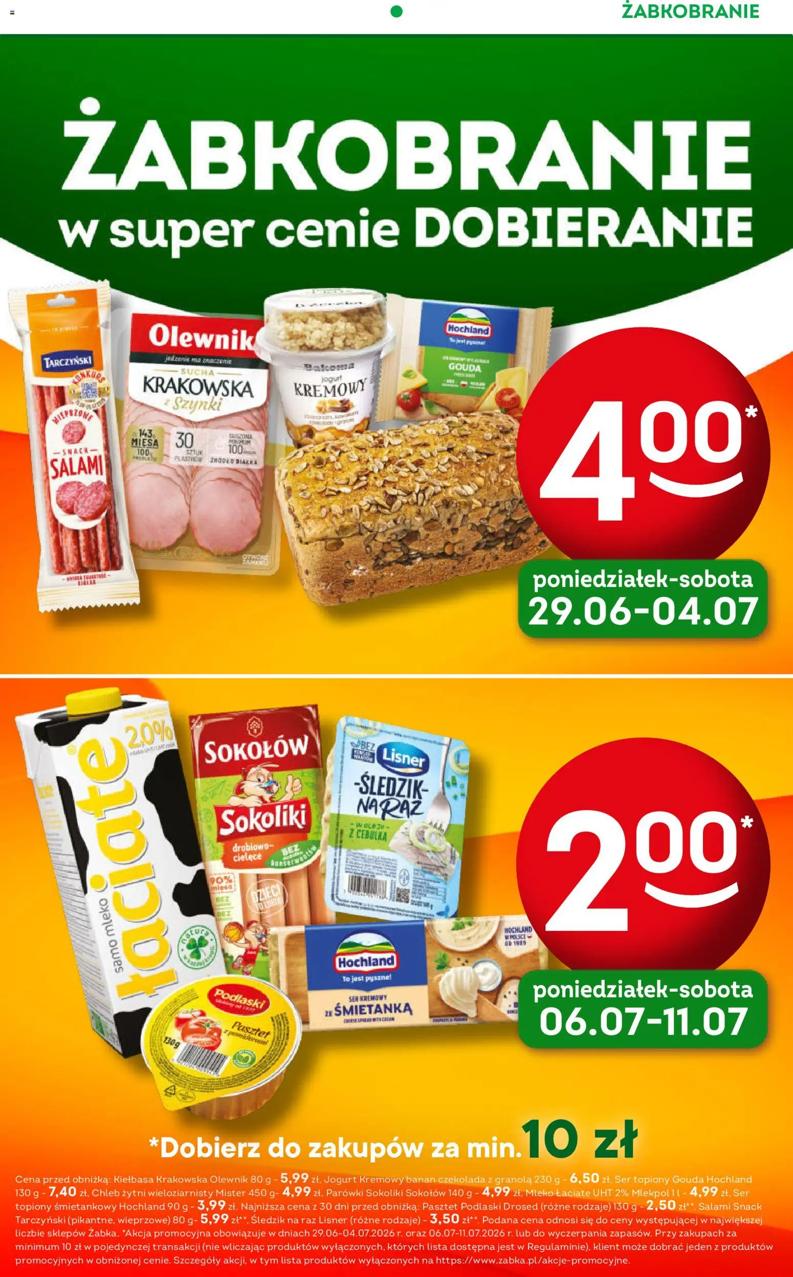 Żabka gazetka - Codzienne produkty od 01.07.2026 | Strona: 6 | Produkty: Granola, Parówki sokoliki, Mleko, Banan