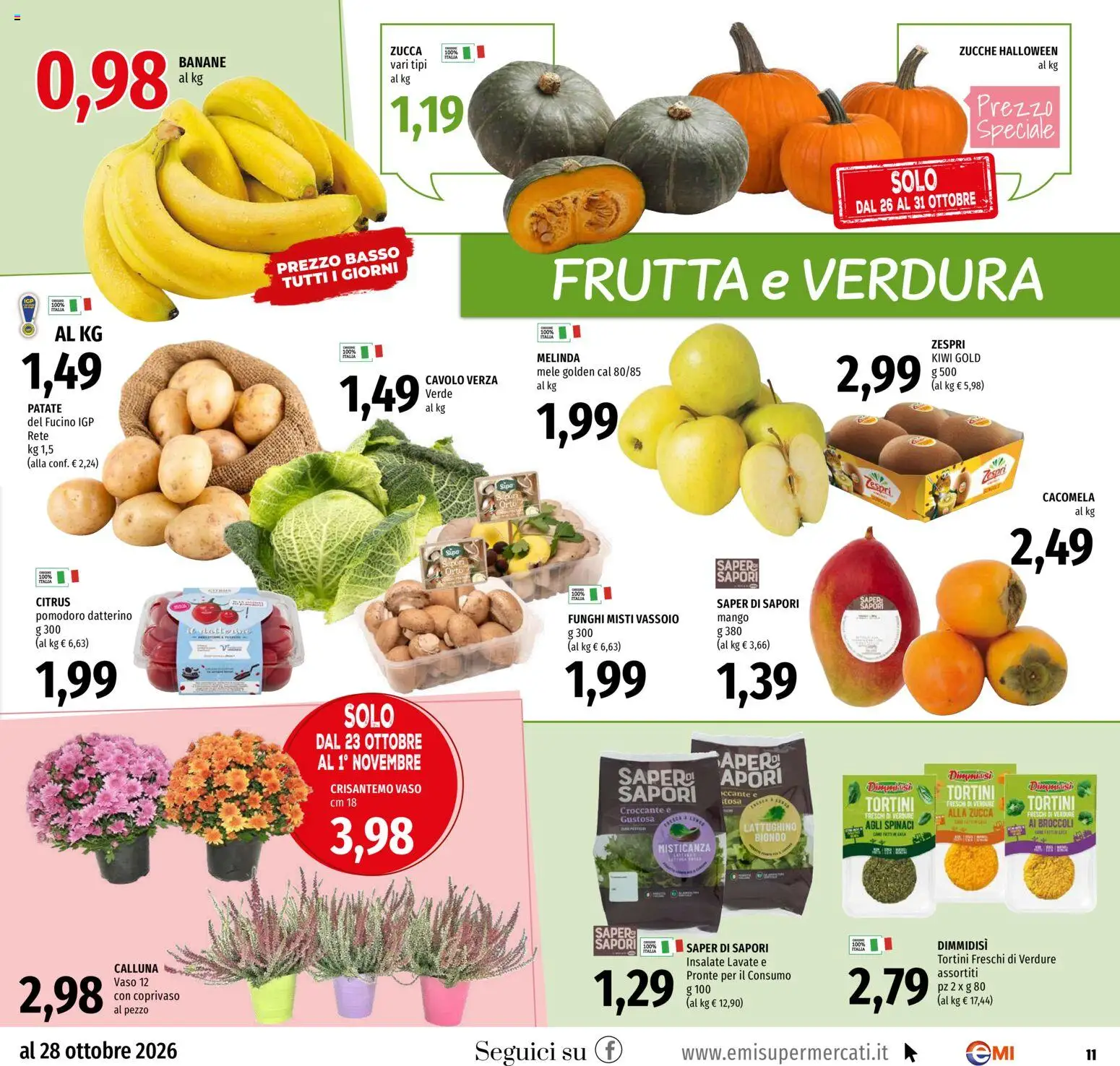 Volantino EMI del 15/10/2026 | Pagina: 11 | Prodotti: Misticanza, Kiwi, Verdure, Mango